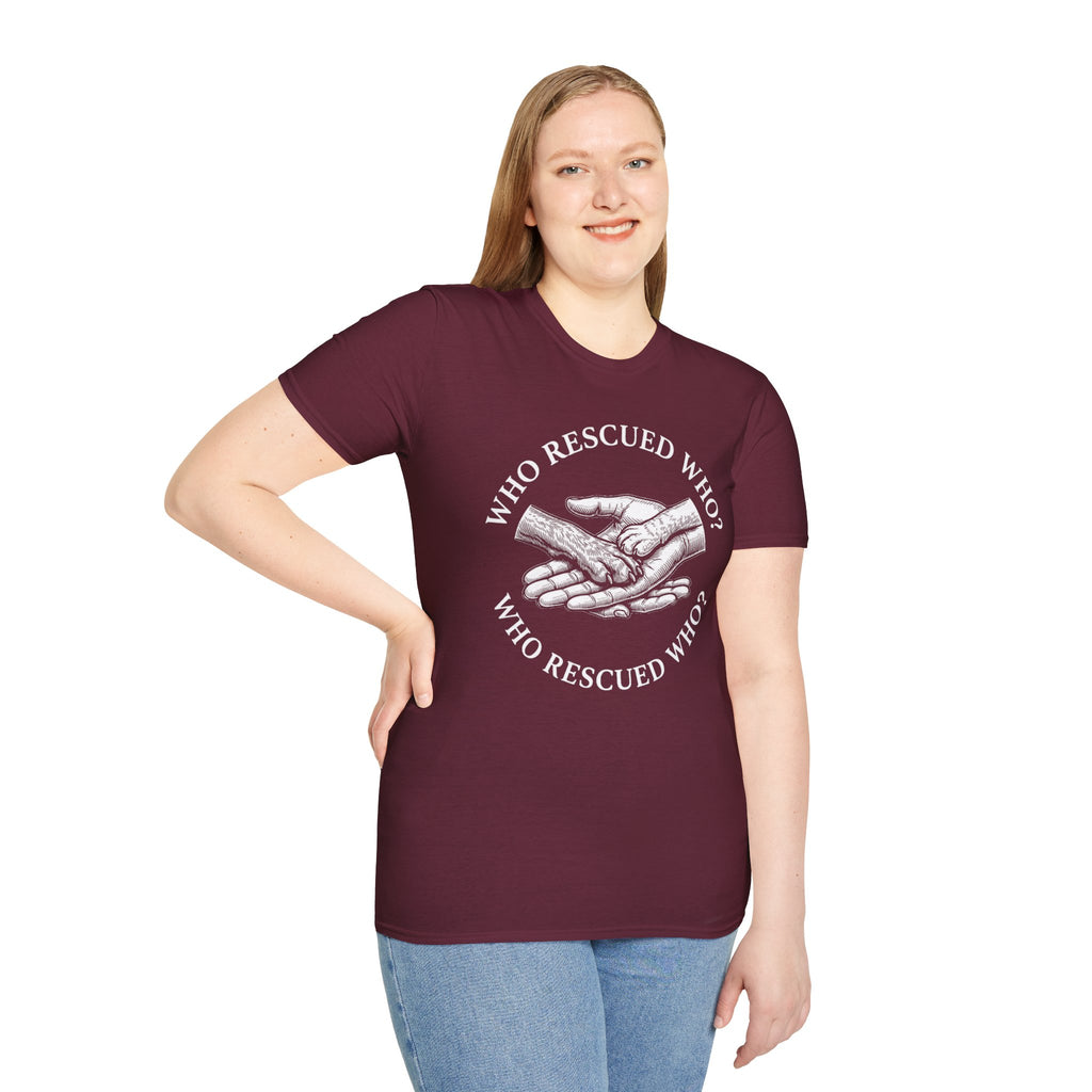 Copy of Copy of Unisex Softstyle Who Rescued Who T-Shirt