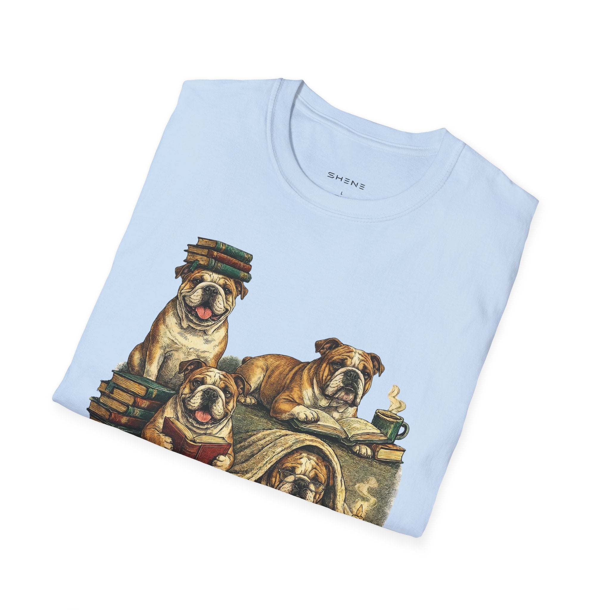 Copy of Copy of Copy of Unisex Softstyle Frenchi Library Four Dog T-Shirt