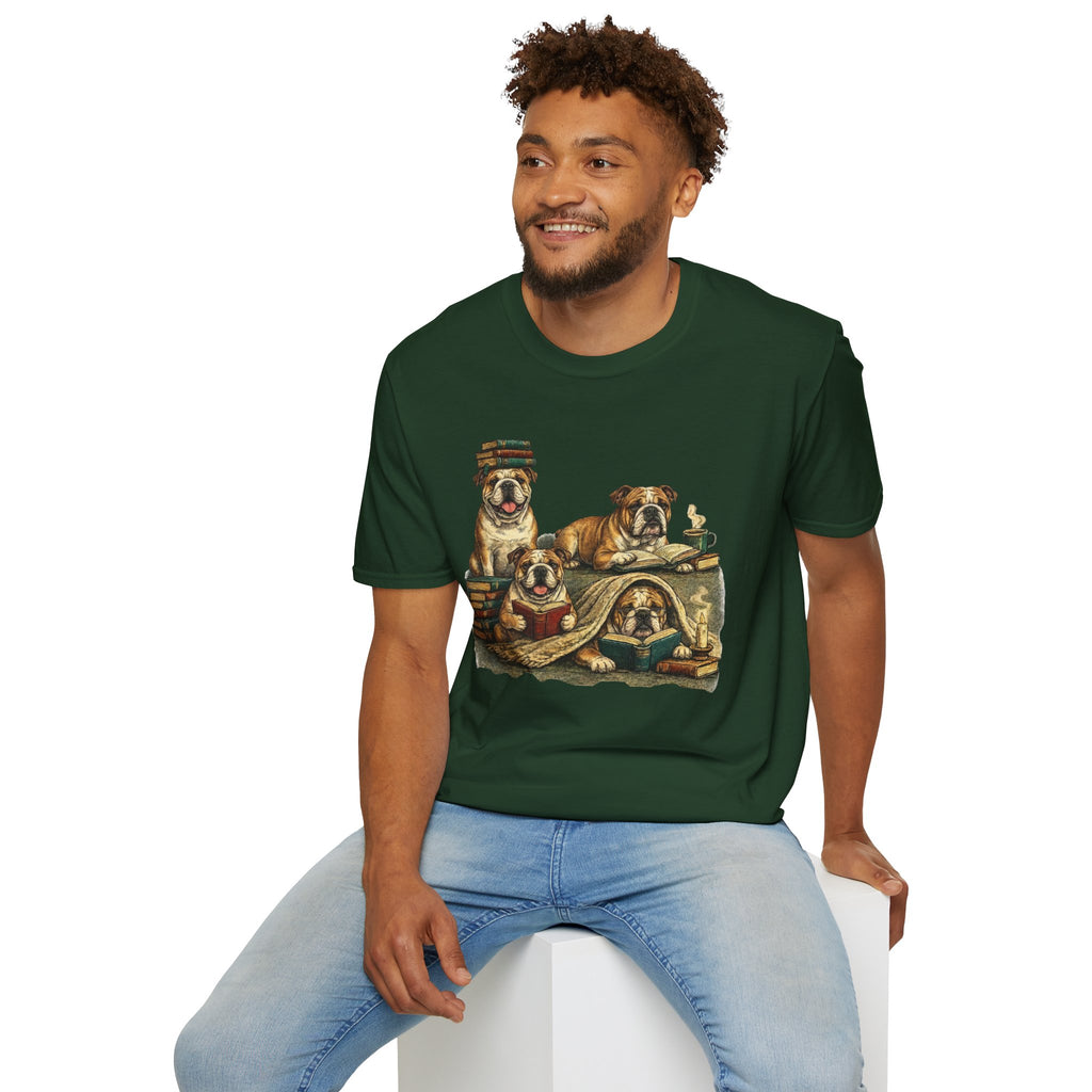 Copy of Copy of Copy of Unisex Softstyle Frenchi Library Four Dog T-Shirt