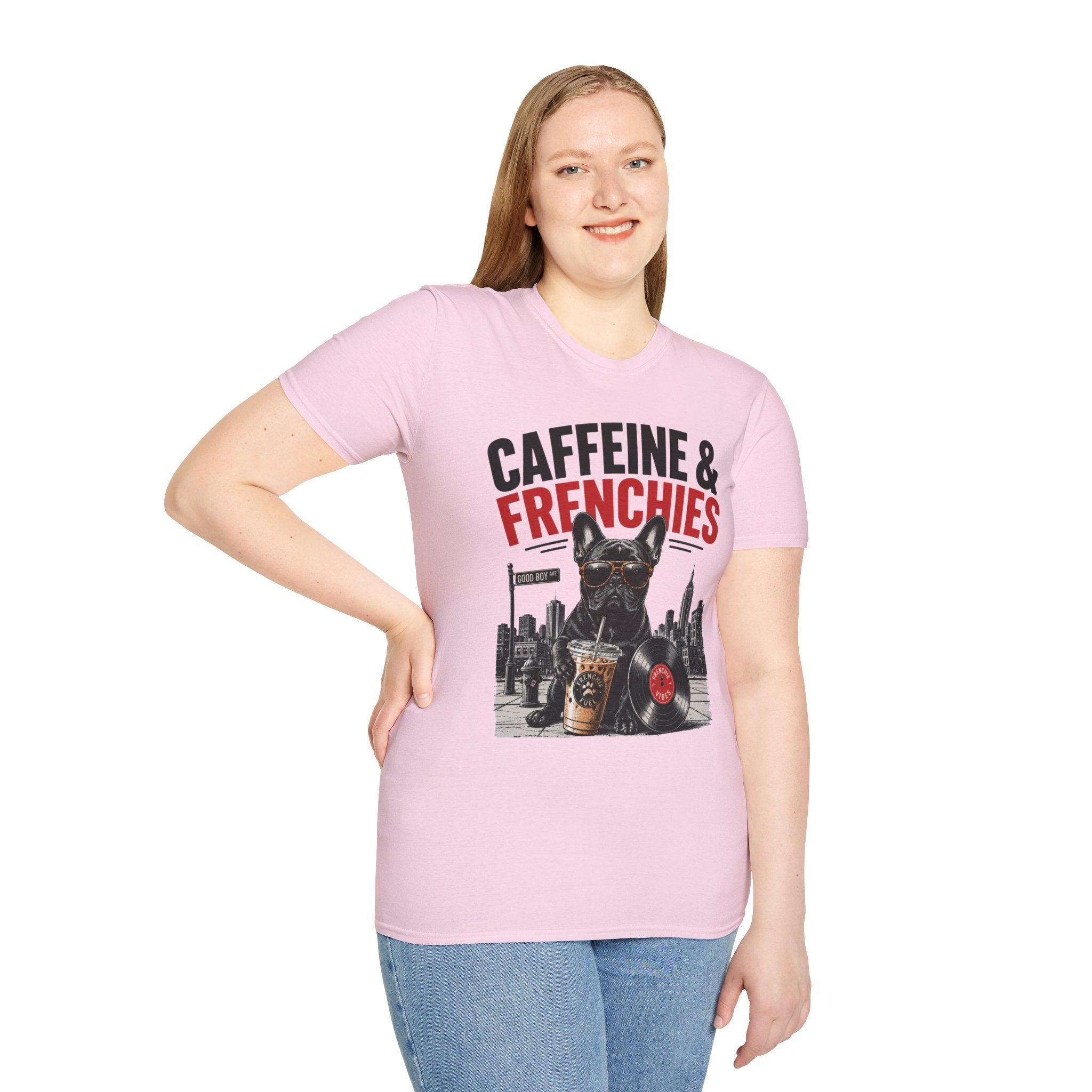 Unisex Softstyle French Bulldog Caffeine Fuel T-Shirt