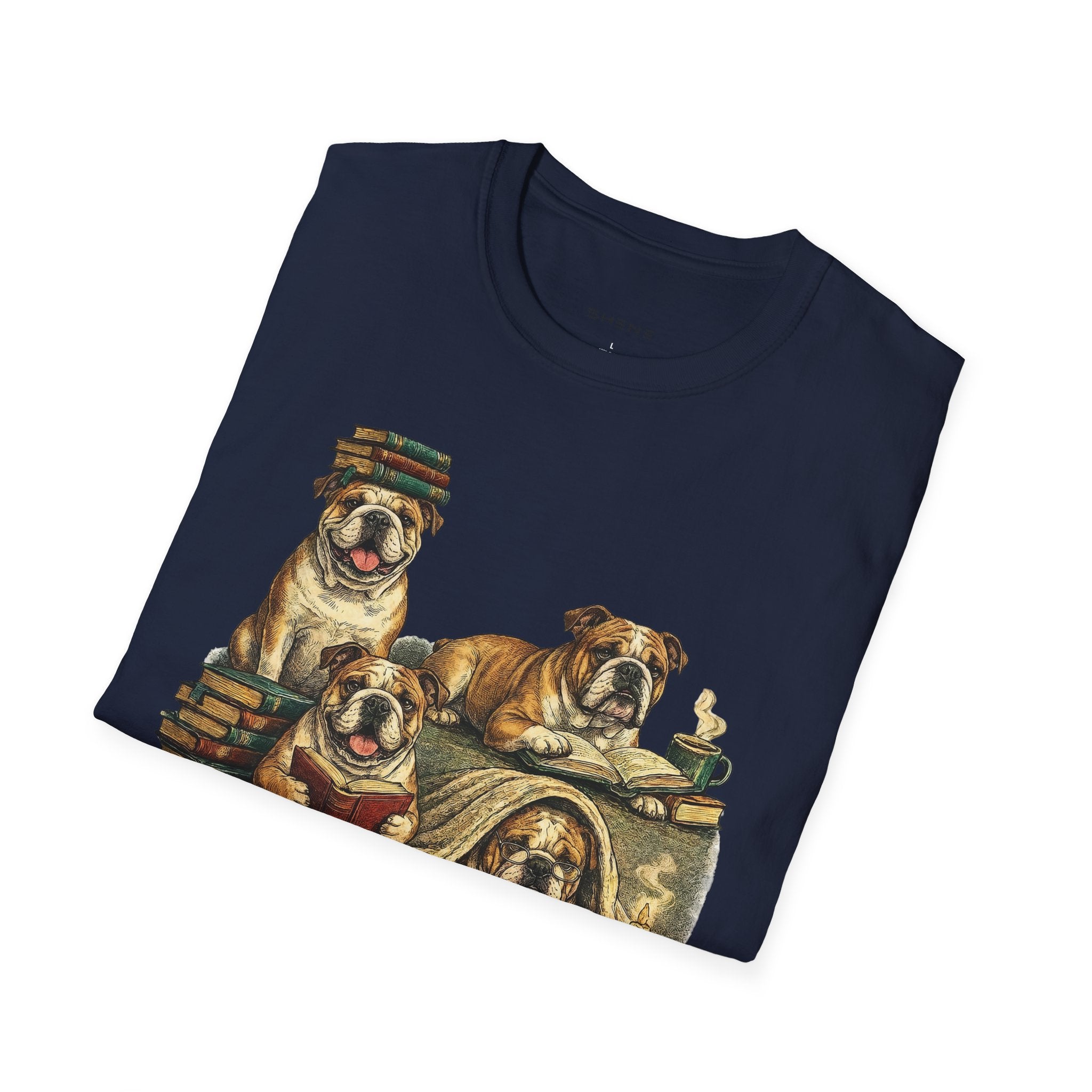 Copy of Copy of Copy of Unisex Softstyle Frenchi Library Four Dog T-Shirt