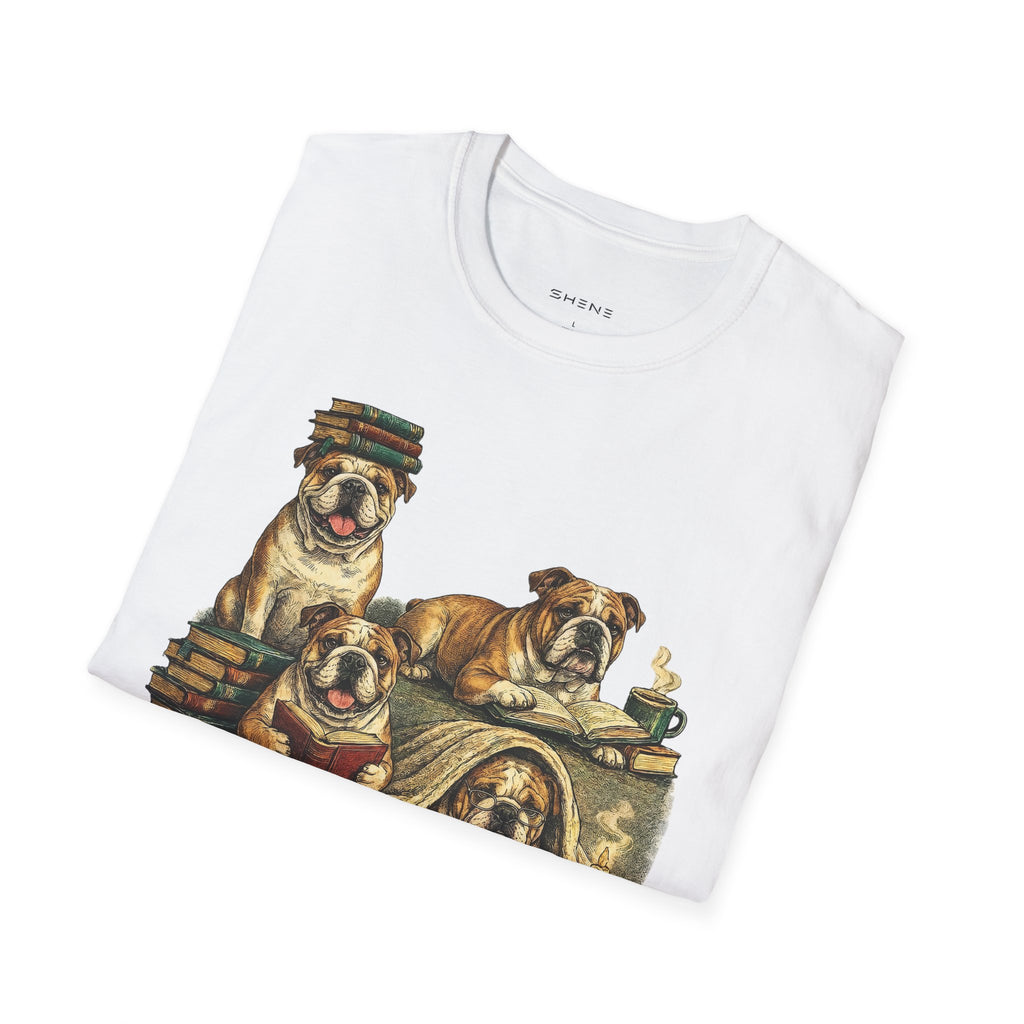 Copy of Copy of Copy of Unisex Softstyle Frenchi Library Four Dog T-Shirt