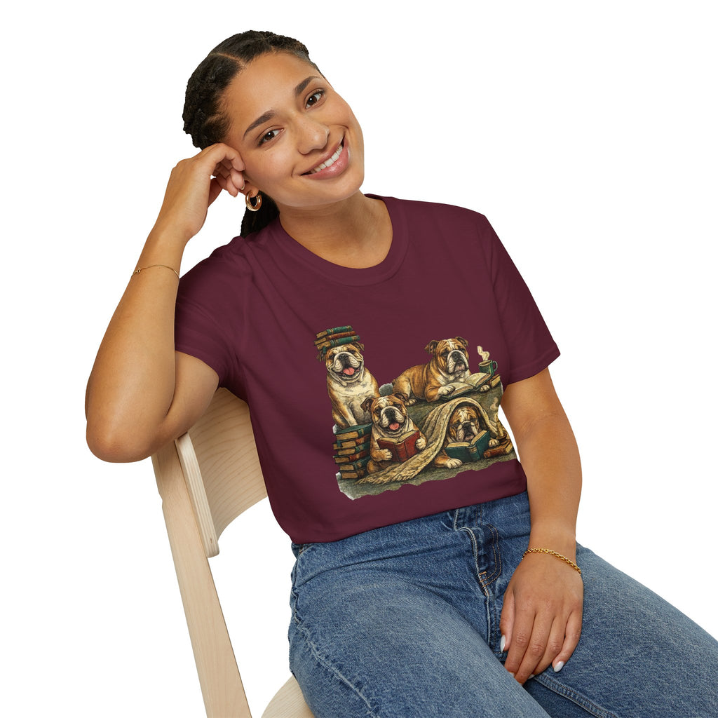 Copy of Copy of Copy of Unisex Softstyle Frenchi Library Four Dog T-Shirt