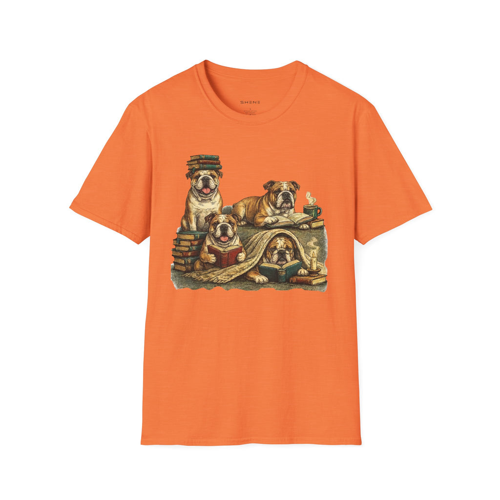 Copy of Copy of Copy of Unisex Softstyle Frenchi Library Four Dog T-Shirt