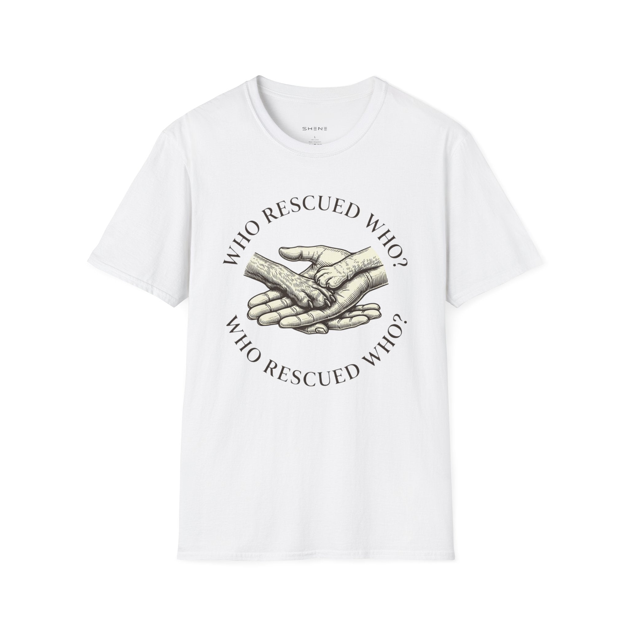 Copy of Copy of Unisex Softstyle Who Rescued Who T-Shirt