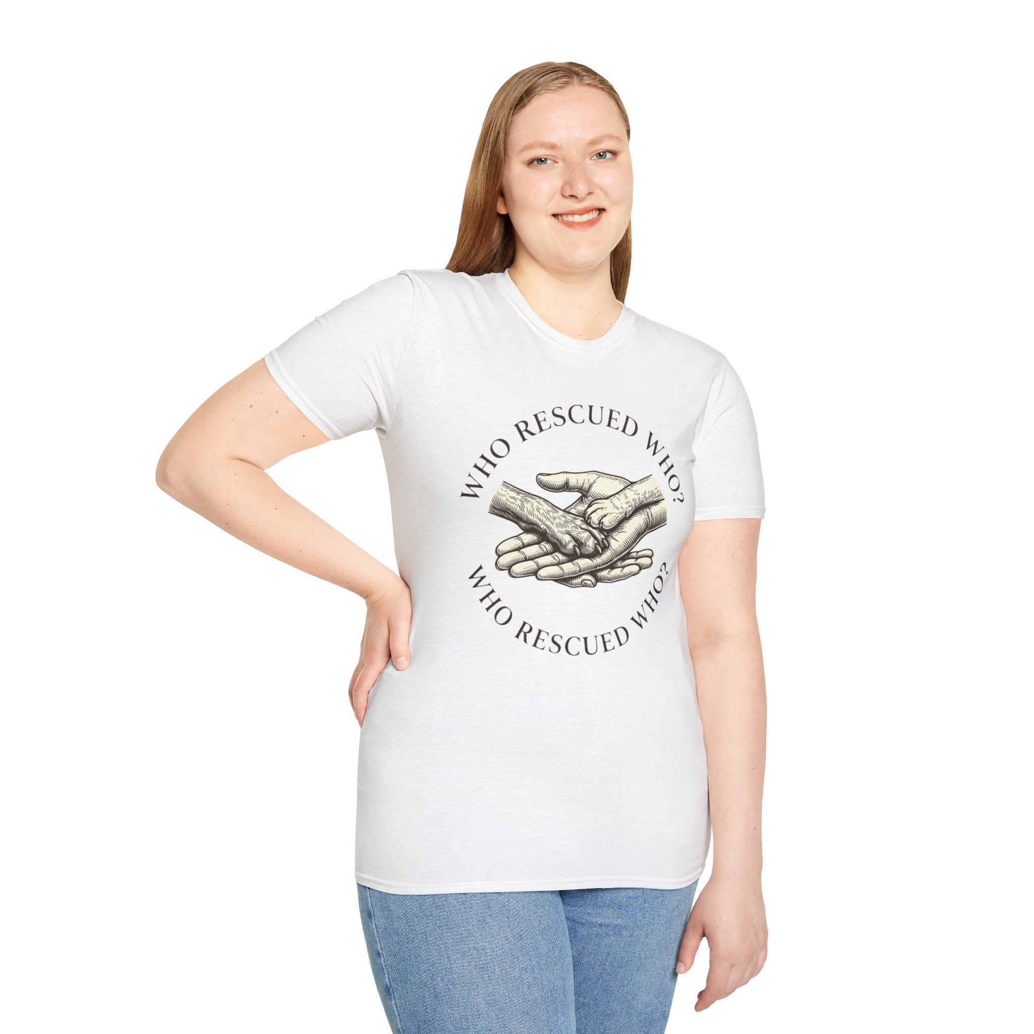 Copy of Copy of Unisex Softstyle Who Rescued Who T-Shirt