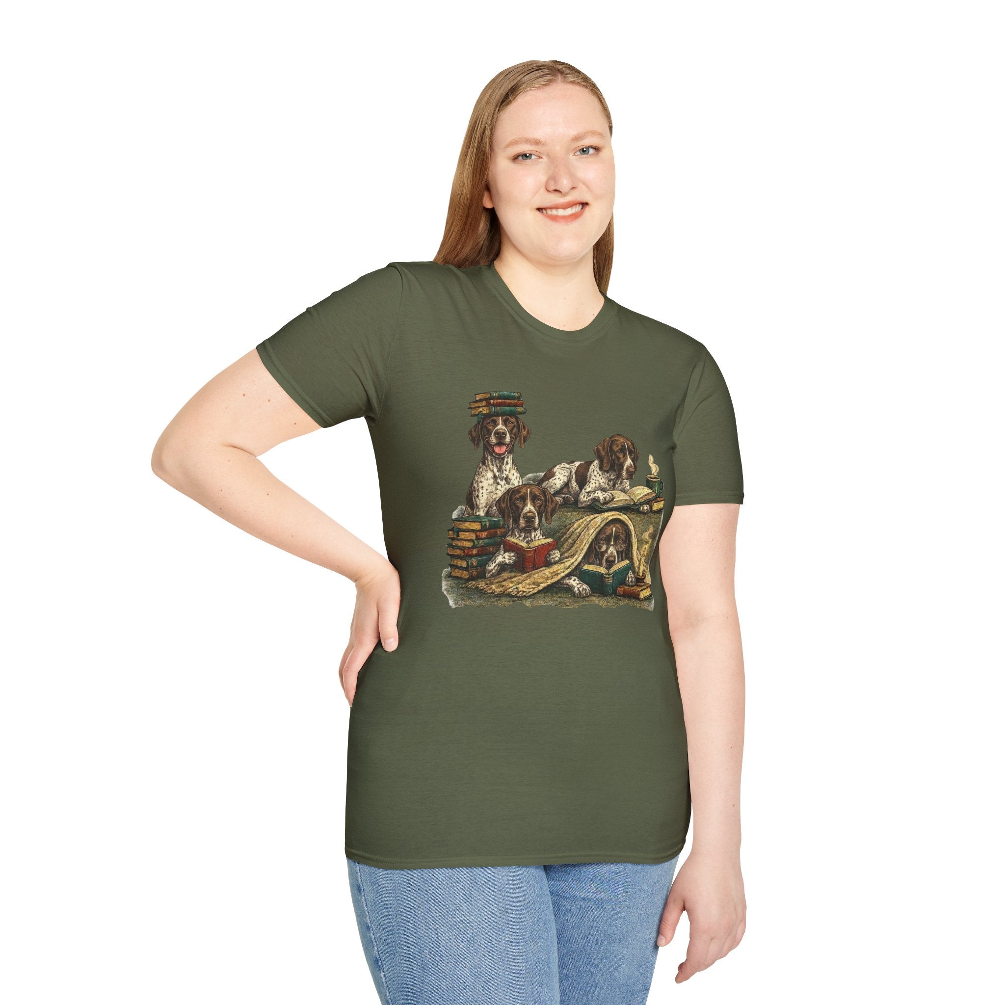 Copy of Copy of Copy of Copy of Unisex Softstyle r Pointer Library Four Dog T-Shirt