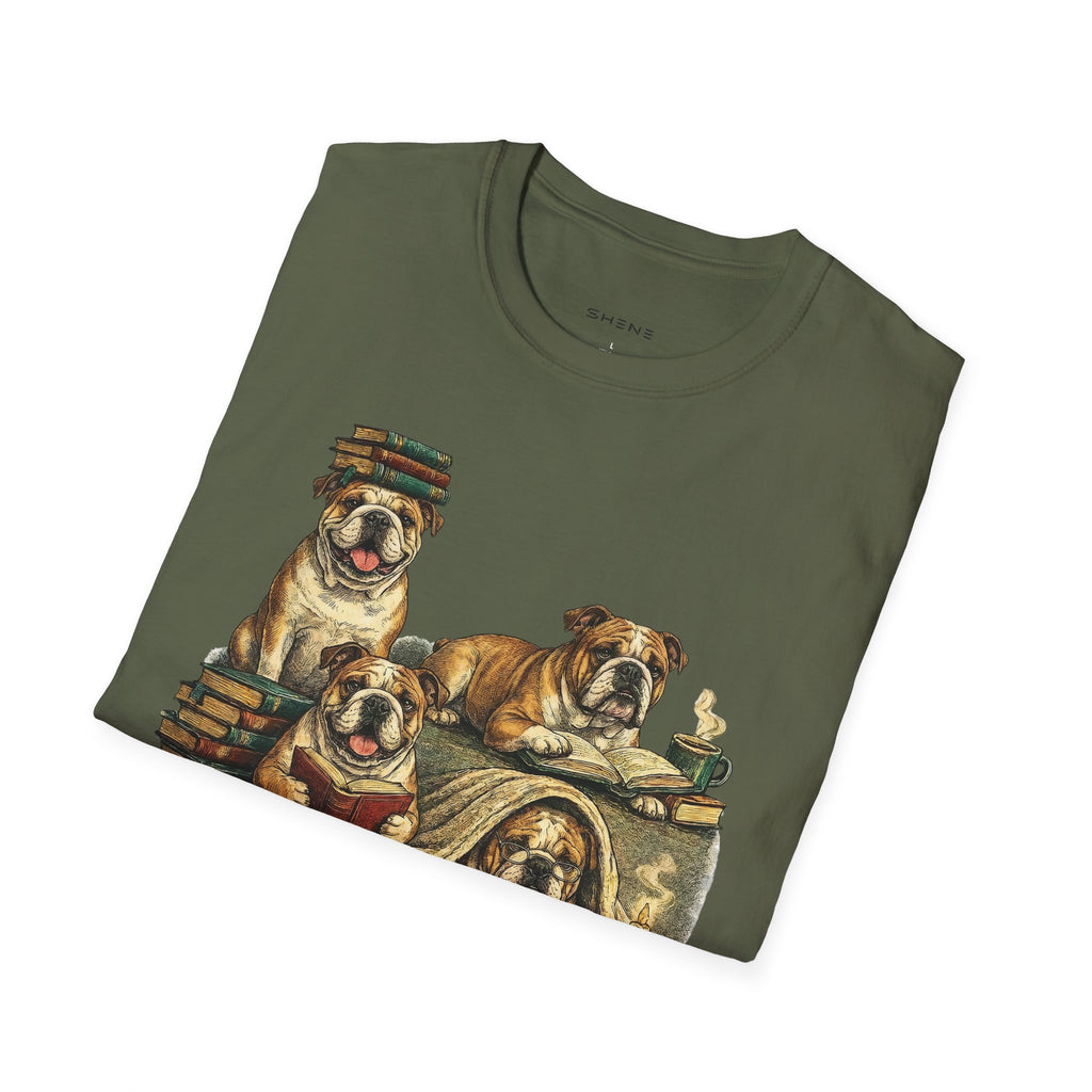Copy of Copy of Copy of Unisex Softstyle Frenchi Library Four Dog T-Shirt