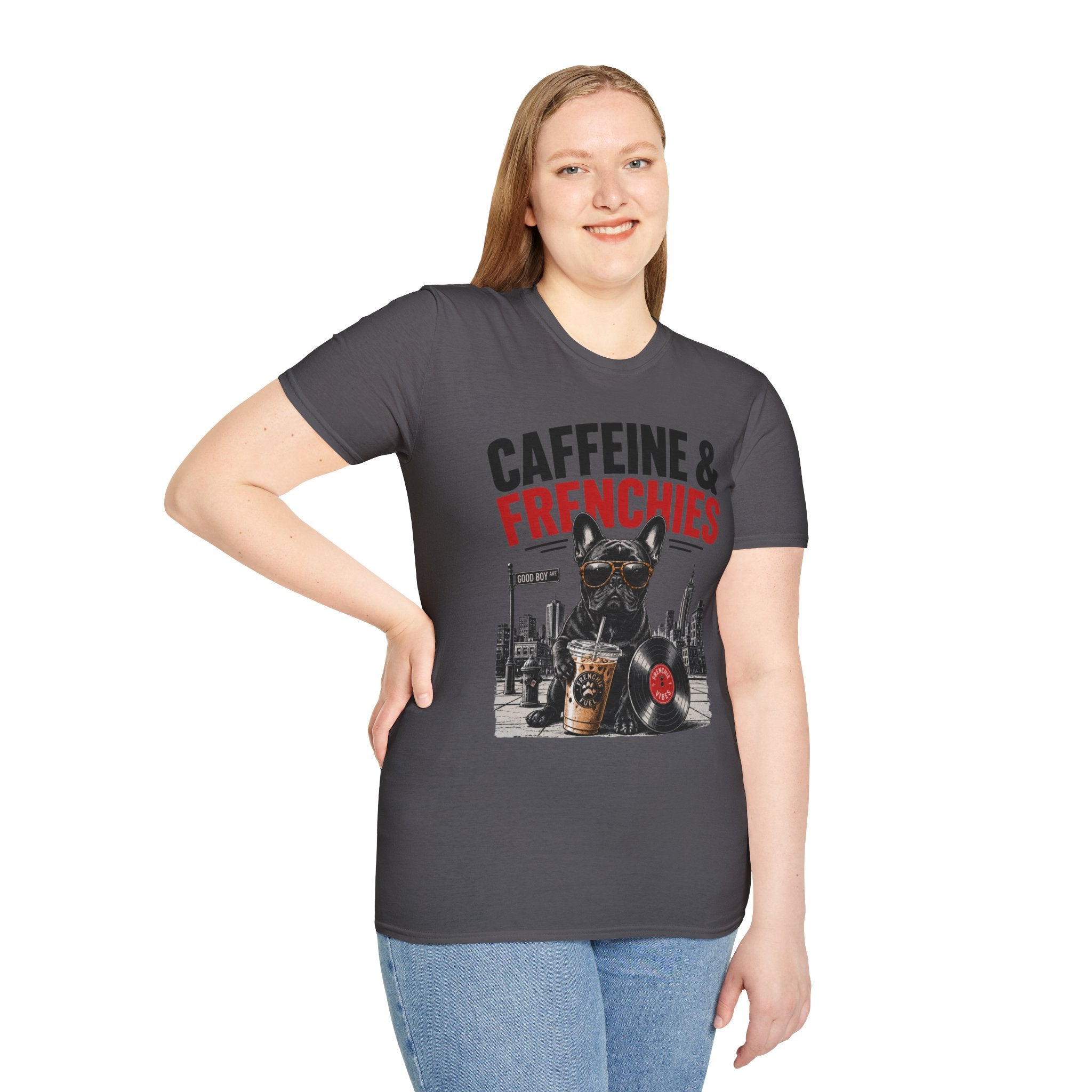 Unisex Softstyle French Bulldog Caffeine Fuel T-Shirt