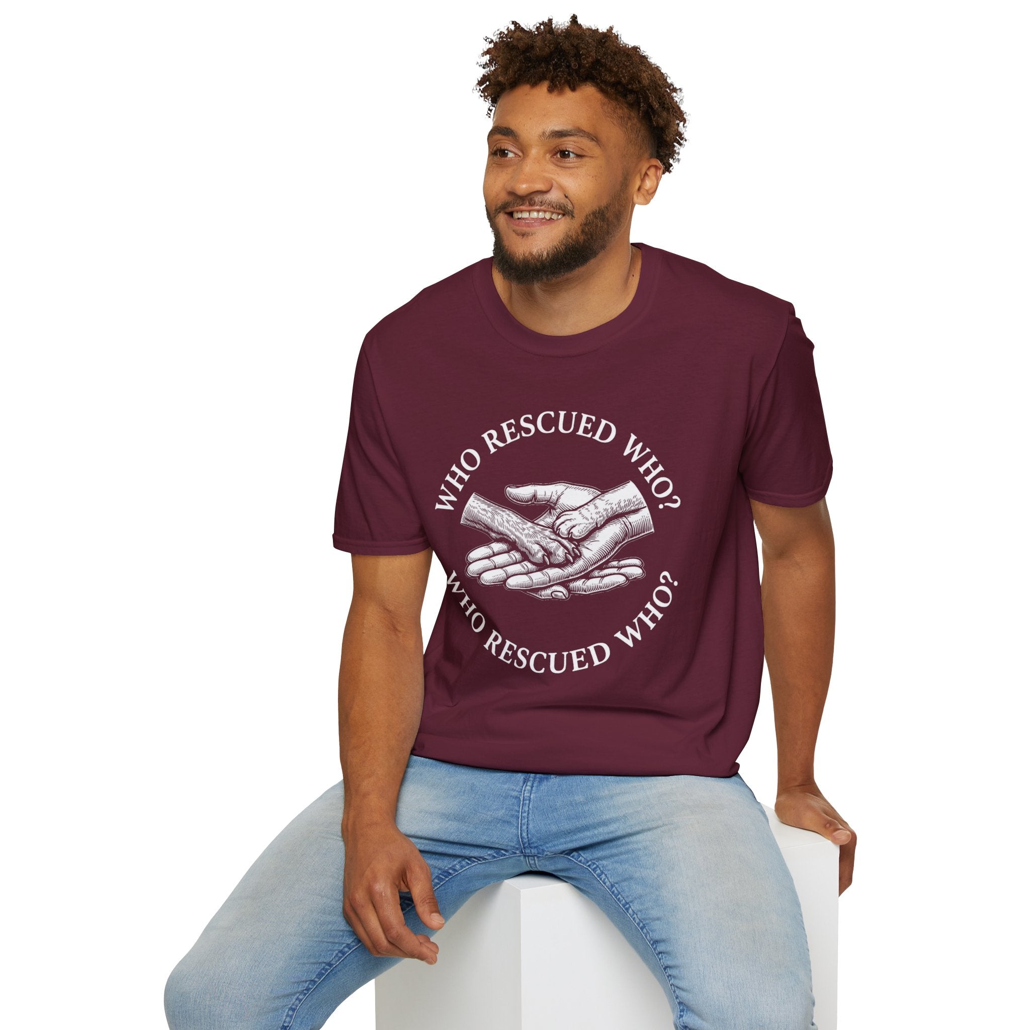 Copy of Copy of Unisex Softstyle Who Rescued Who T-Shirt