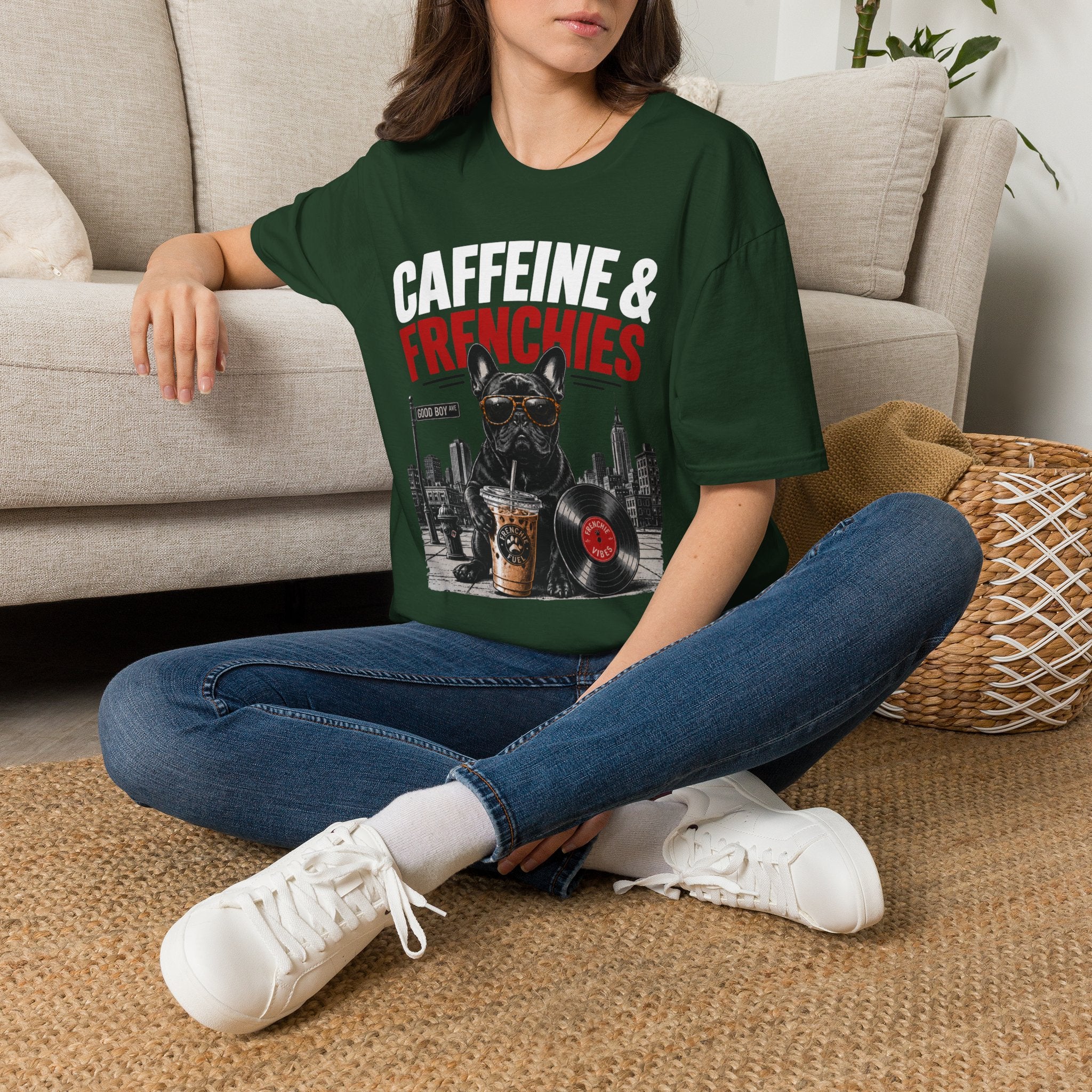 Unisex Softstyle French Bulldog Caffeine Fuel T-Shirt