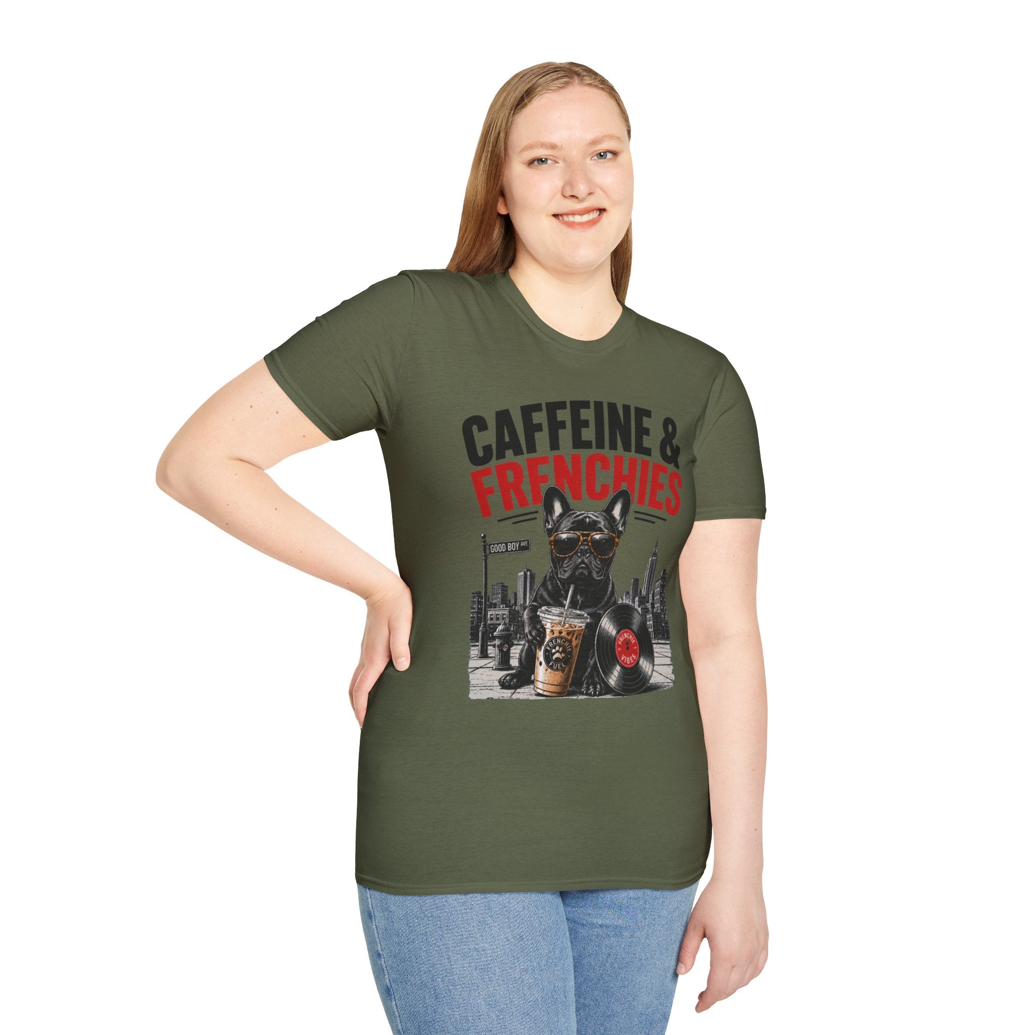 Unisex Softstyle French Bulldog Caffeine Fuel T-Shirt