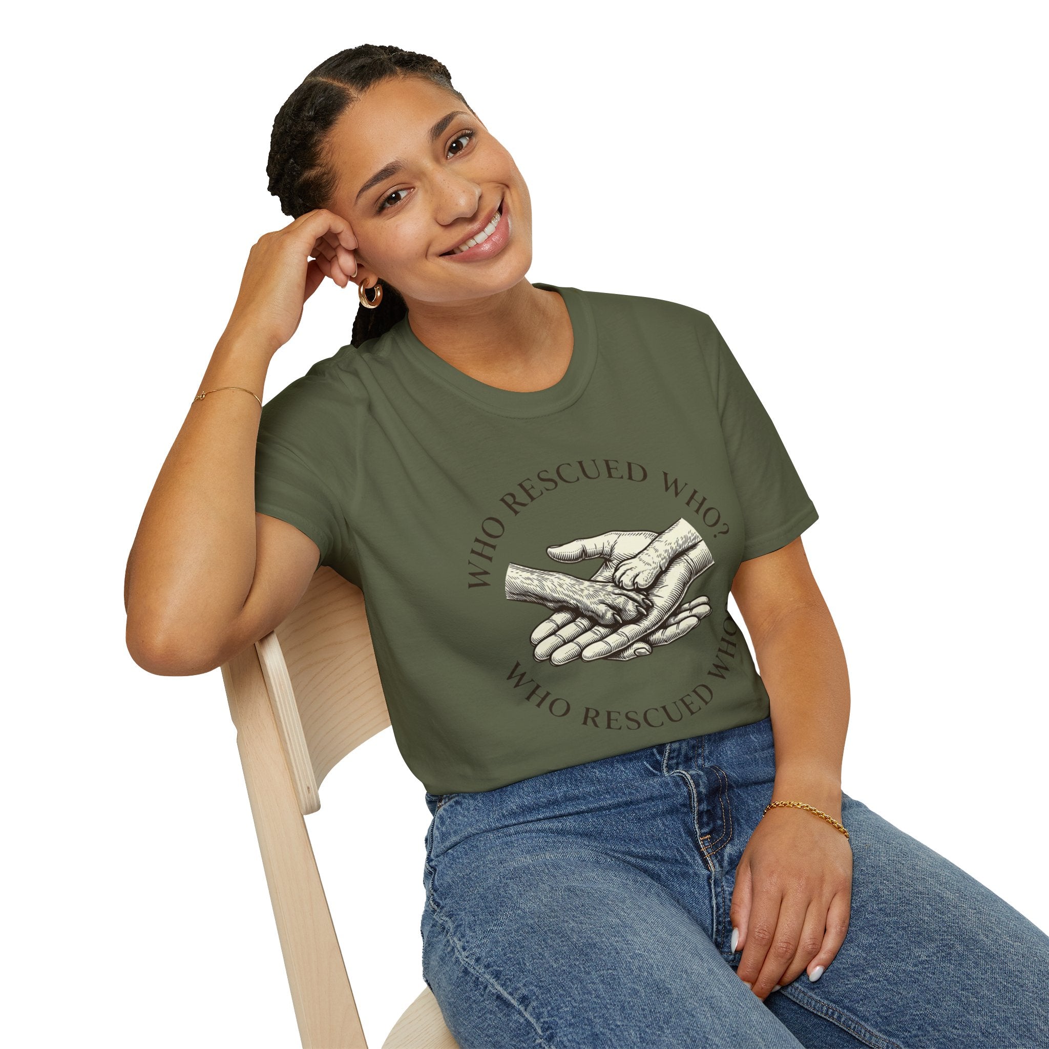 Copy of Copy of Unisex Softstyle Who Rescued Who T-Shirt