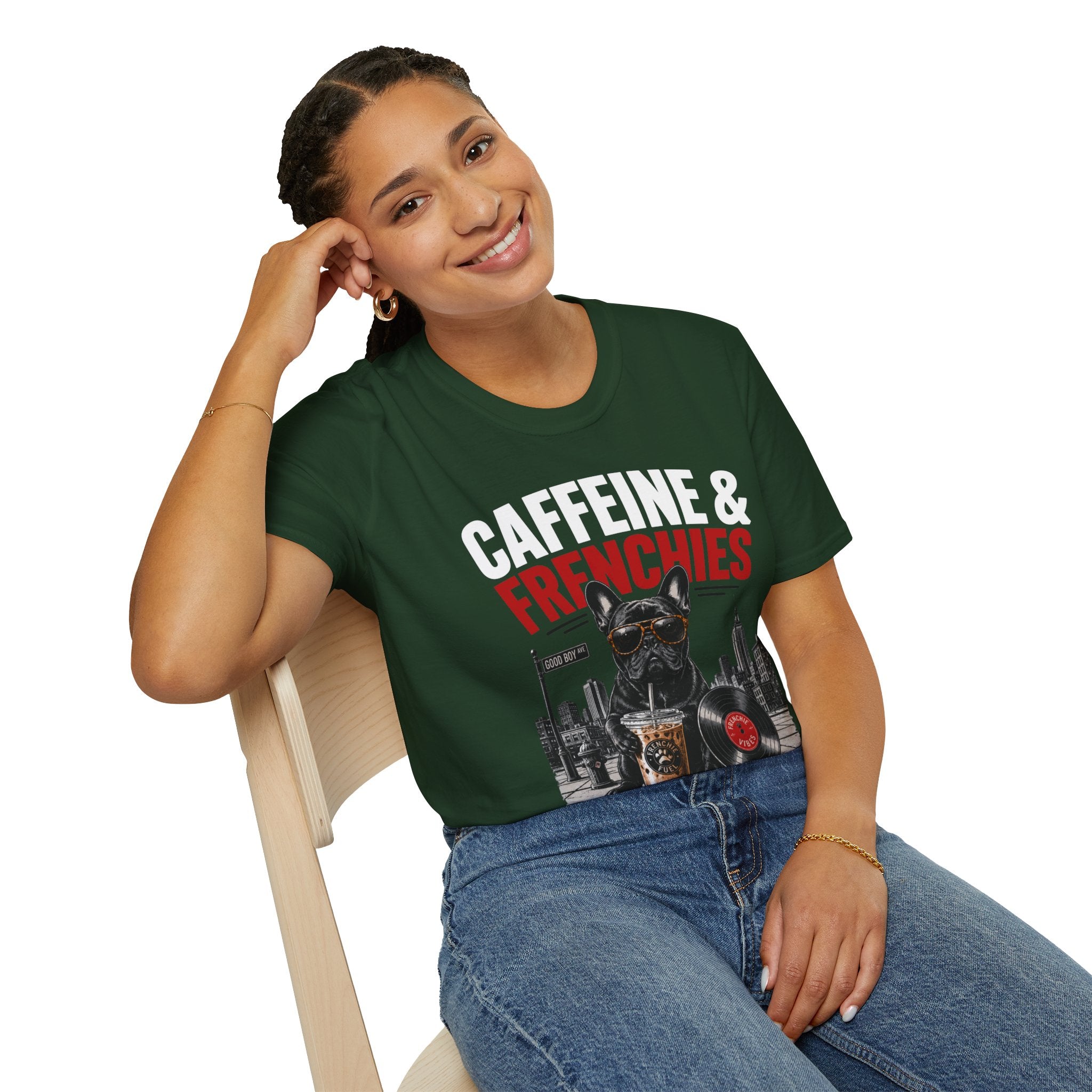Unisex Softstyle French Bulldog Caffeine Fuel T-Shirt