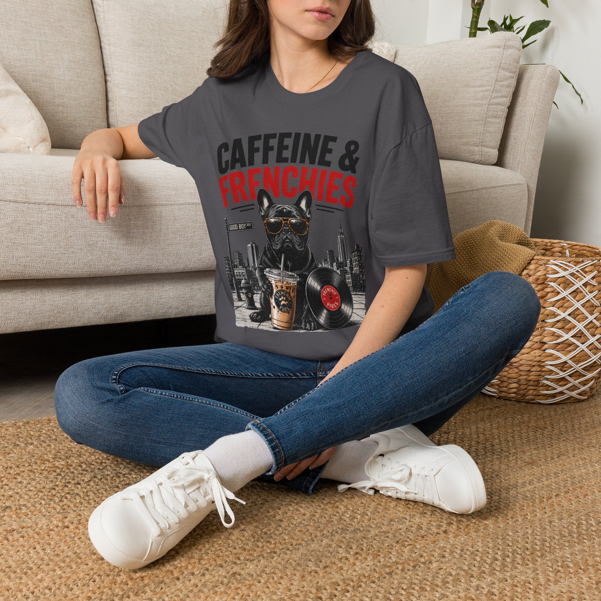 Unisex Softstyle French Bulldog Caffeine Fuel T-Shirt