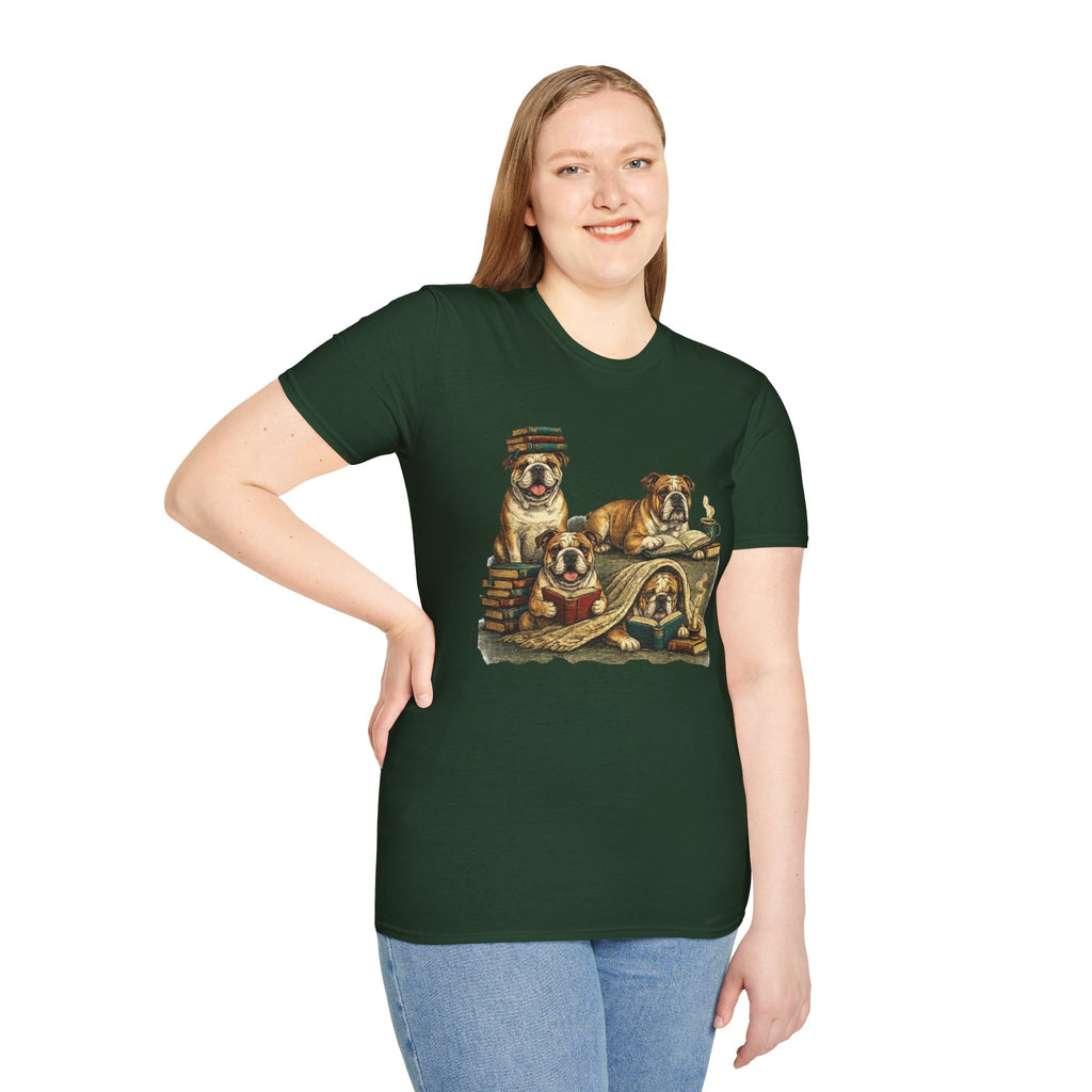 Copy of Copy of Copy of Unisex Softstyle Frenchi Library Four Dog T-Shirt