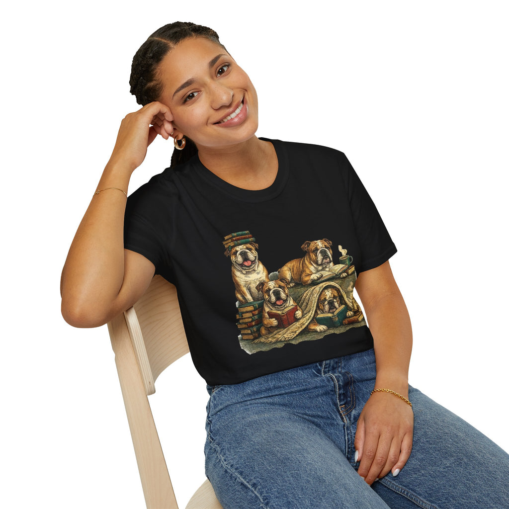 Copy of Copy of Copy of Unisex Softstyle Frenchi Library Four Dog T-Shirt