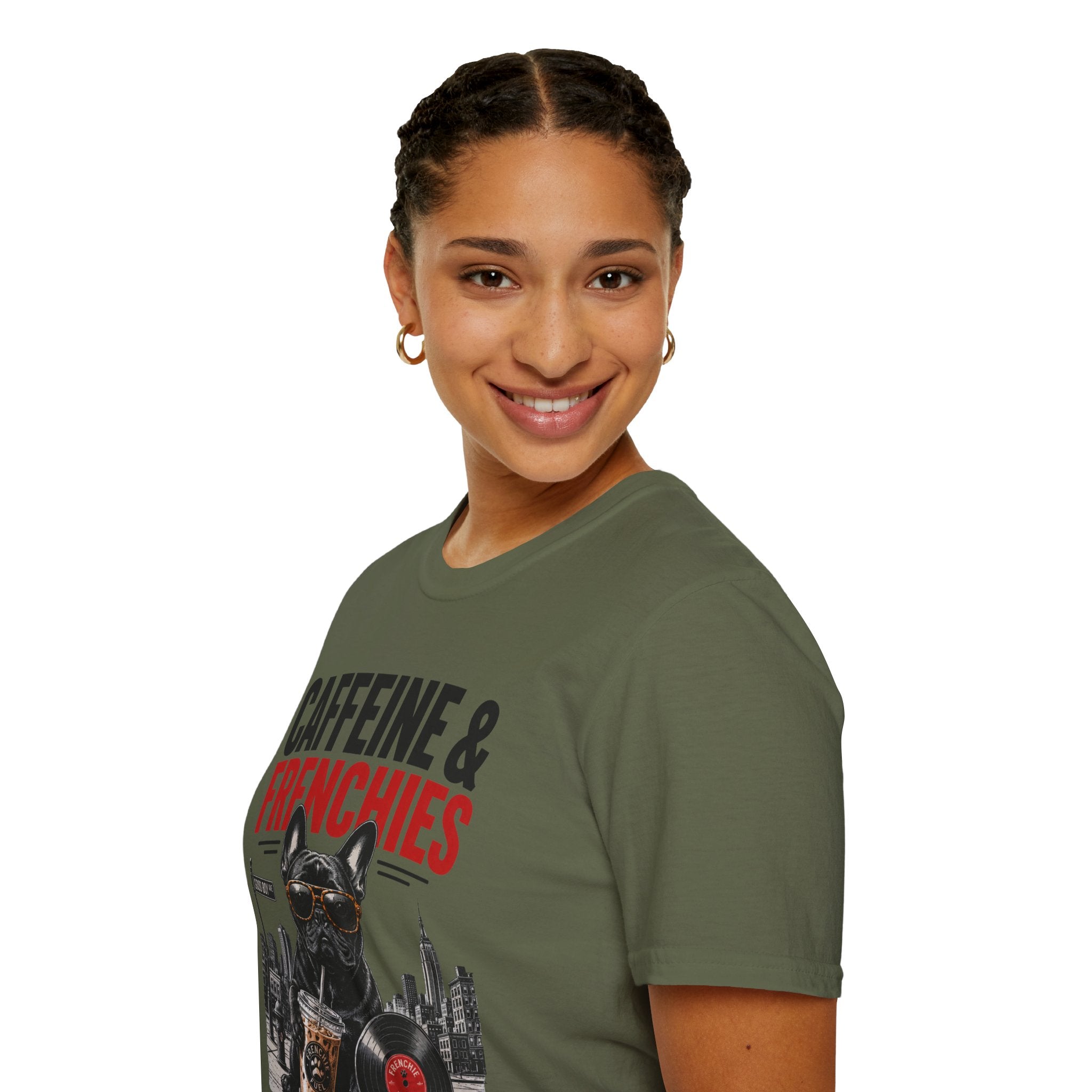 Unisex Softstyle French Bulldog Caffeine Fuel T-Shirt