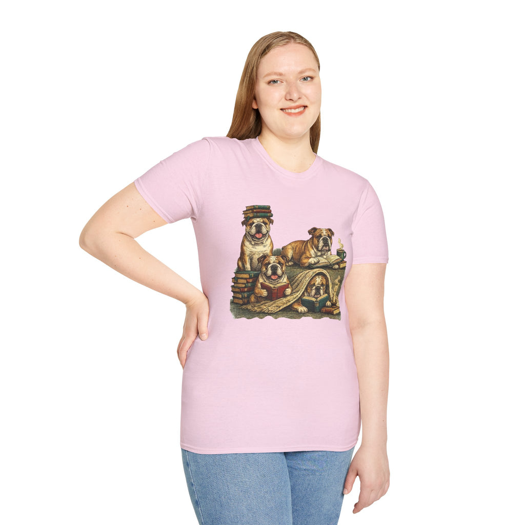 Copy of Copy of Copy of Unisex Softstyle Frenchi Library Four Dog T-Shirt