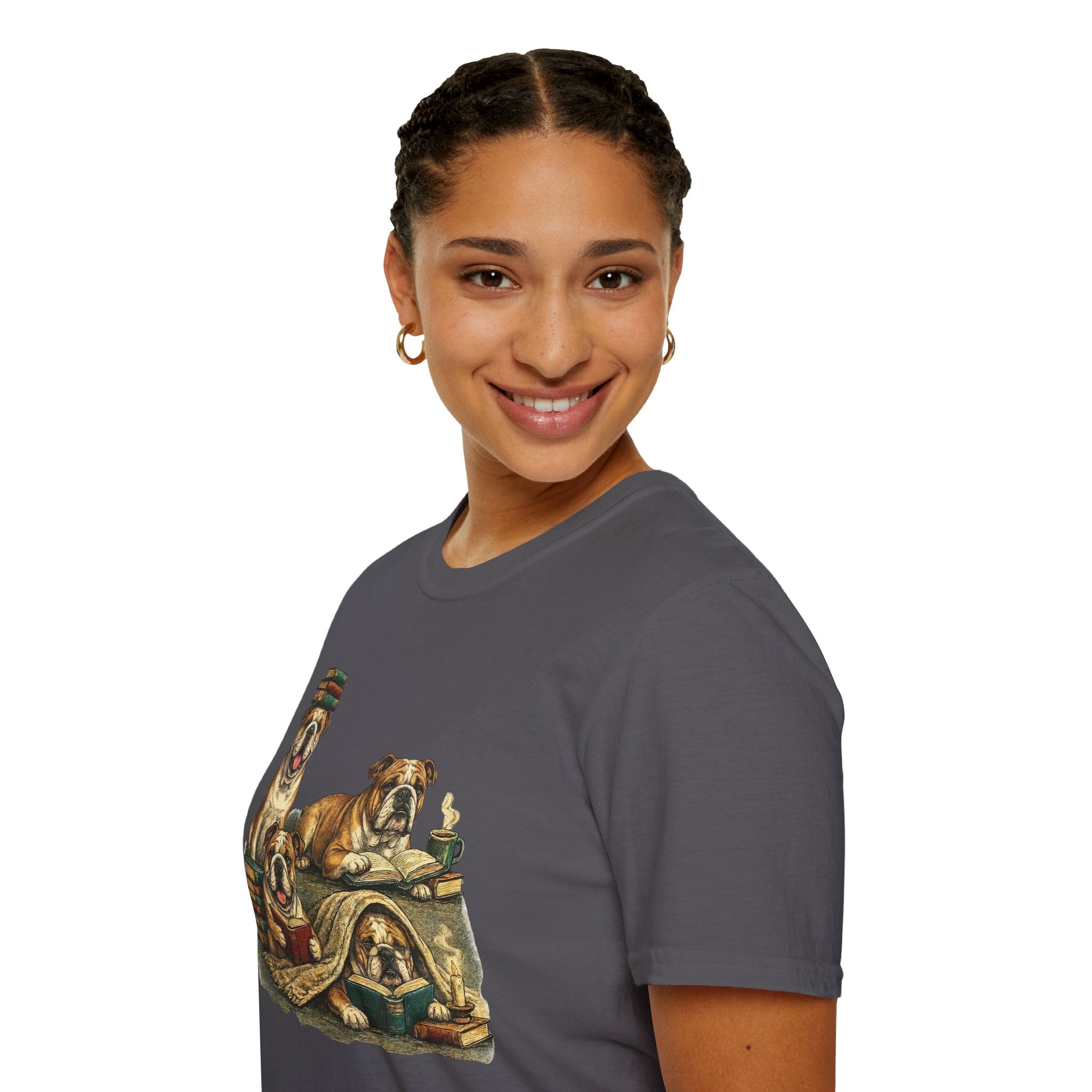 Copy of Copy of Copy of Unisex Softstyle Frenchi Library Four Dog T-Shirt