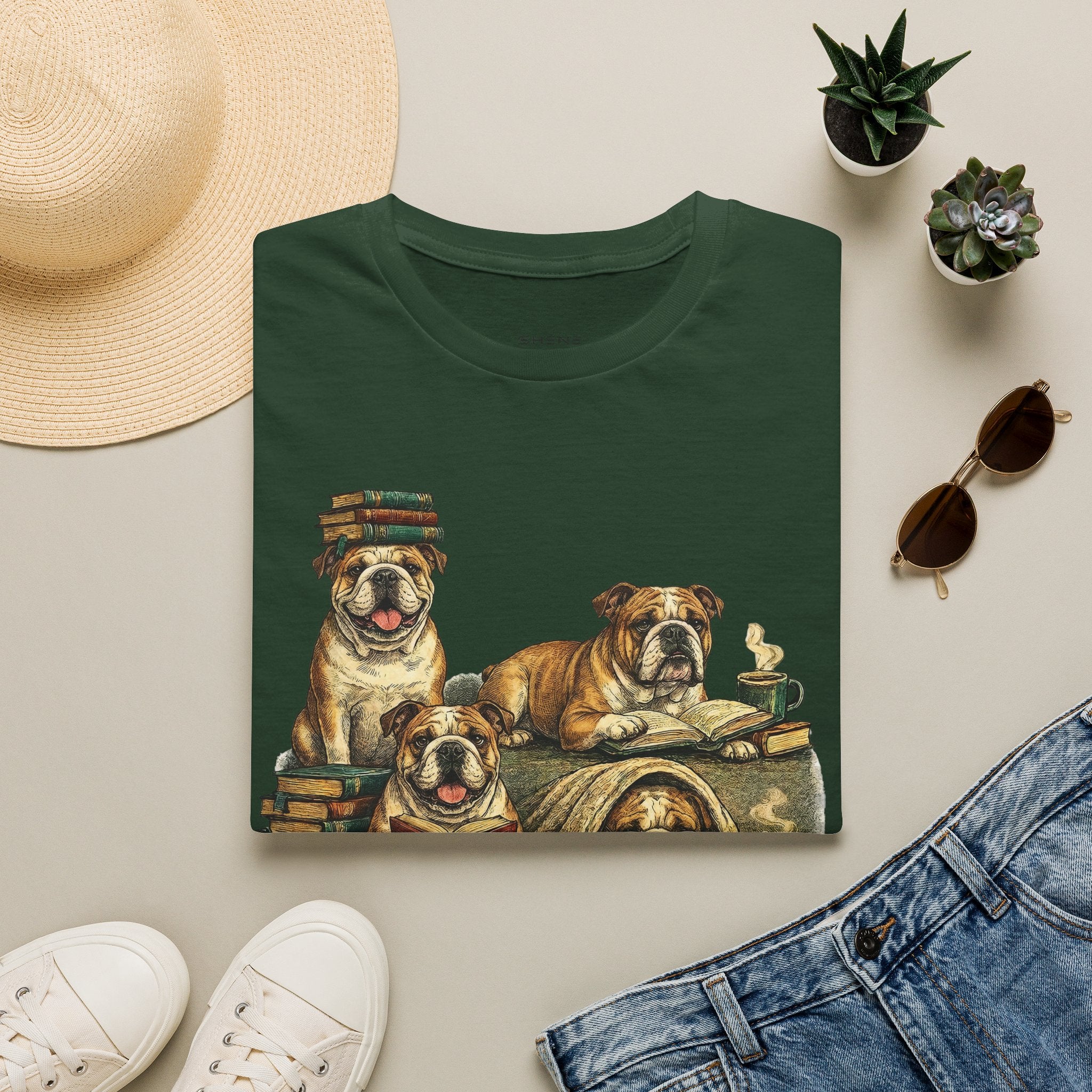 Copy of Copy of Copy of Unisex Softstyle Frenchi Library Four Dog T-Shirt