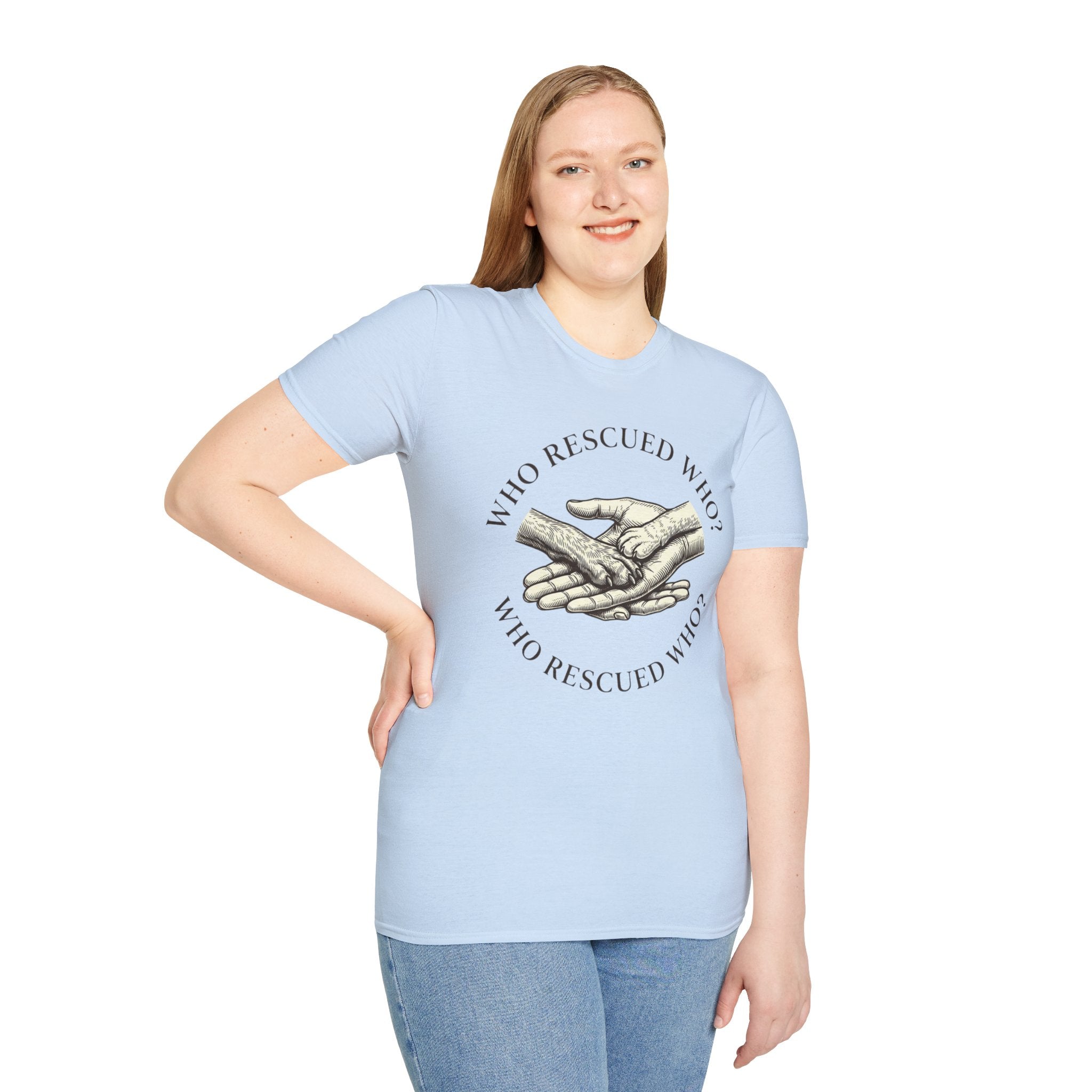 Copy of Copy of Unisex Softstyle Who Rescued Who T-Shirt