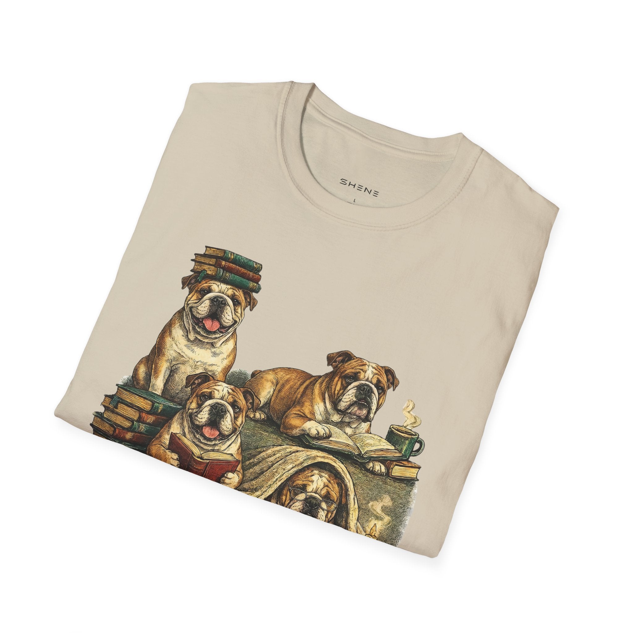 Copy of Copy of Copy of Unisex Softstyle Frenchi Library Four Dog T-Shirt