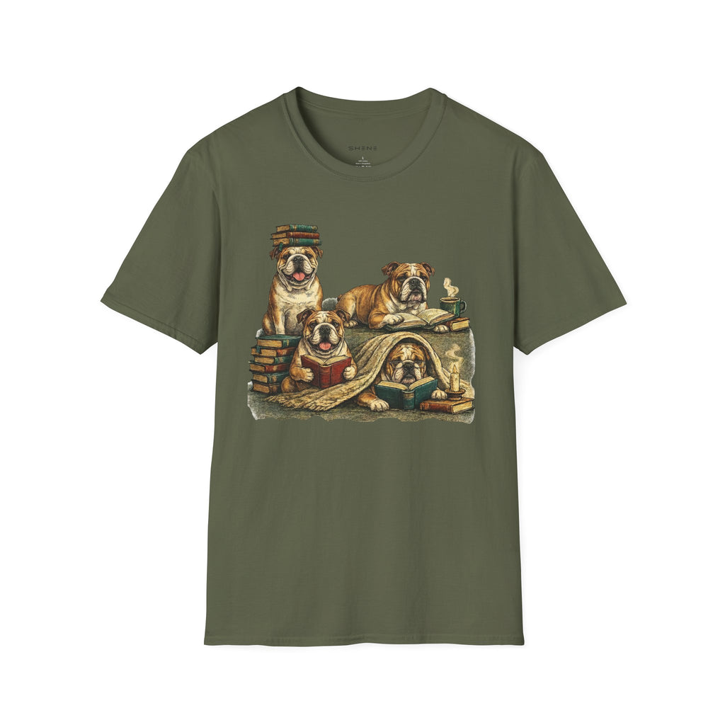 Copy of Copy of Copy of Unisex Softstyle Frenchi Library Four Dog T-Shirt