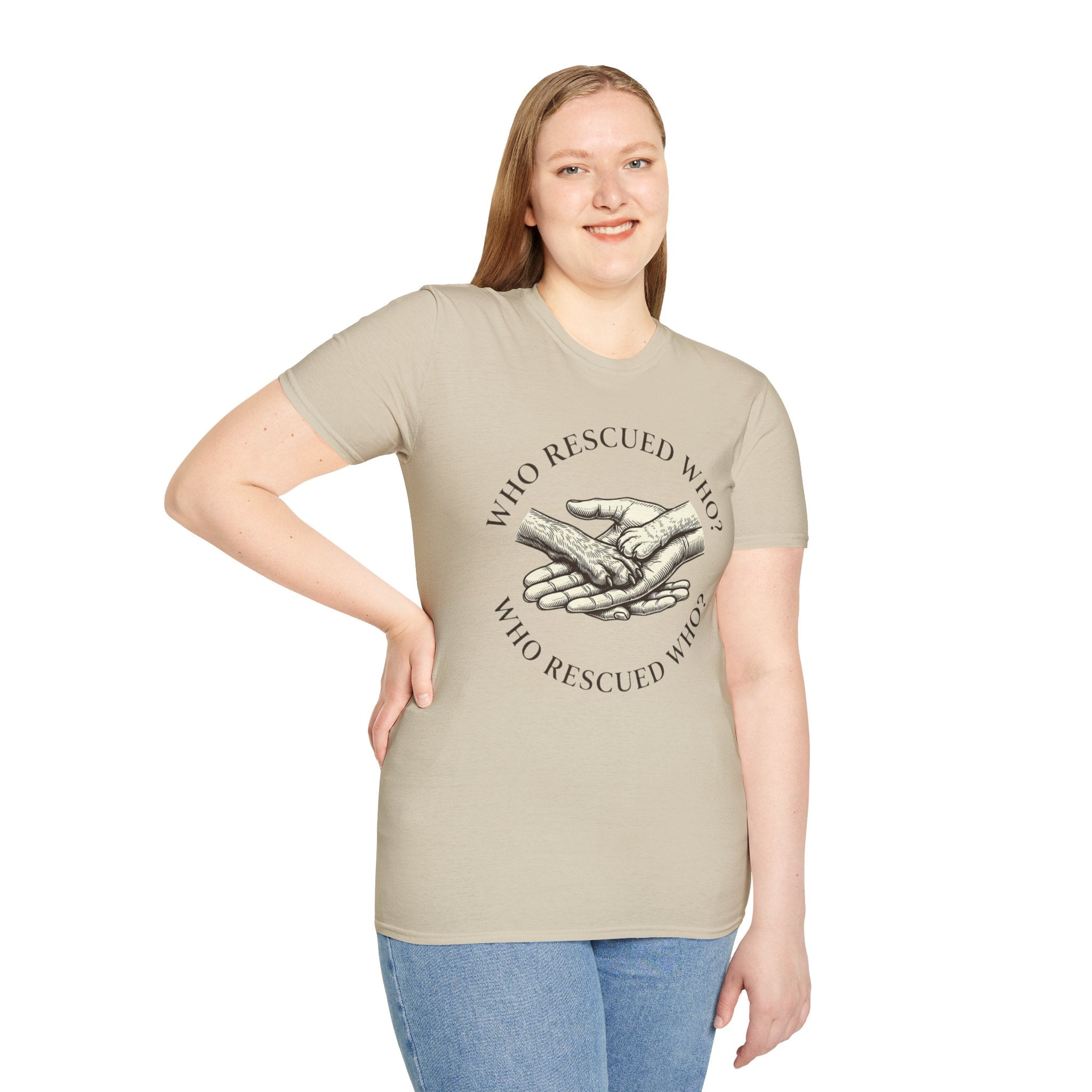 Copy of Copy of Unisex Softstyle Who Rescued Who T-Shirt