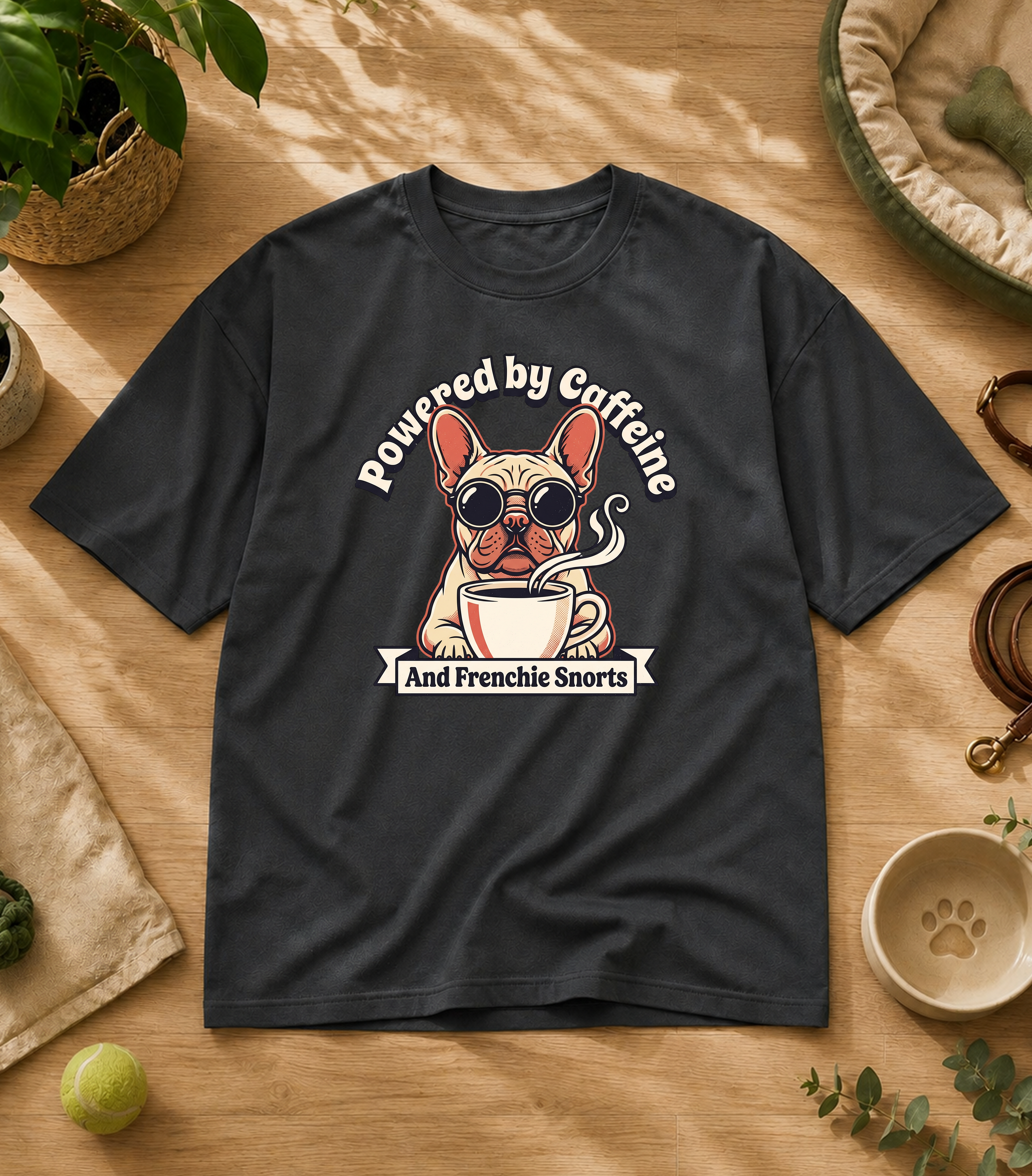 French Bulldog Powered By Caffeine T-Shirt