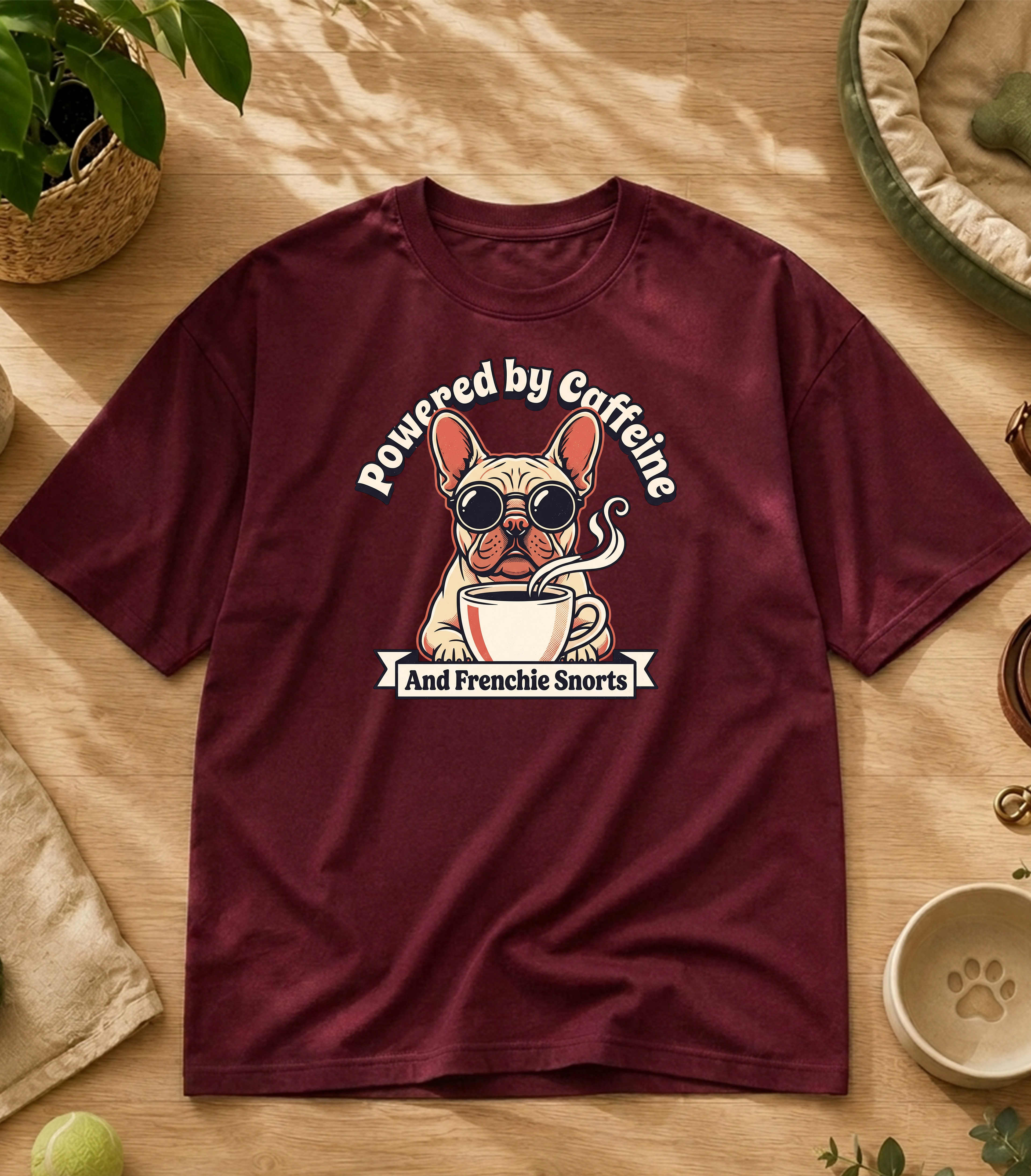 French Bulldog Powered By Caffeine T-Shirt