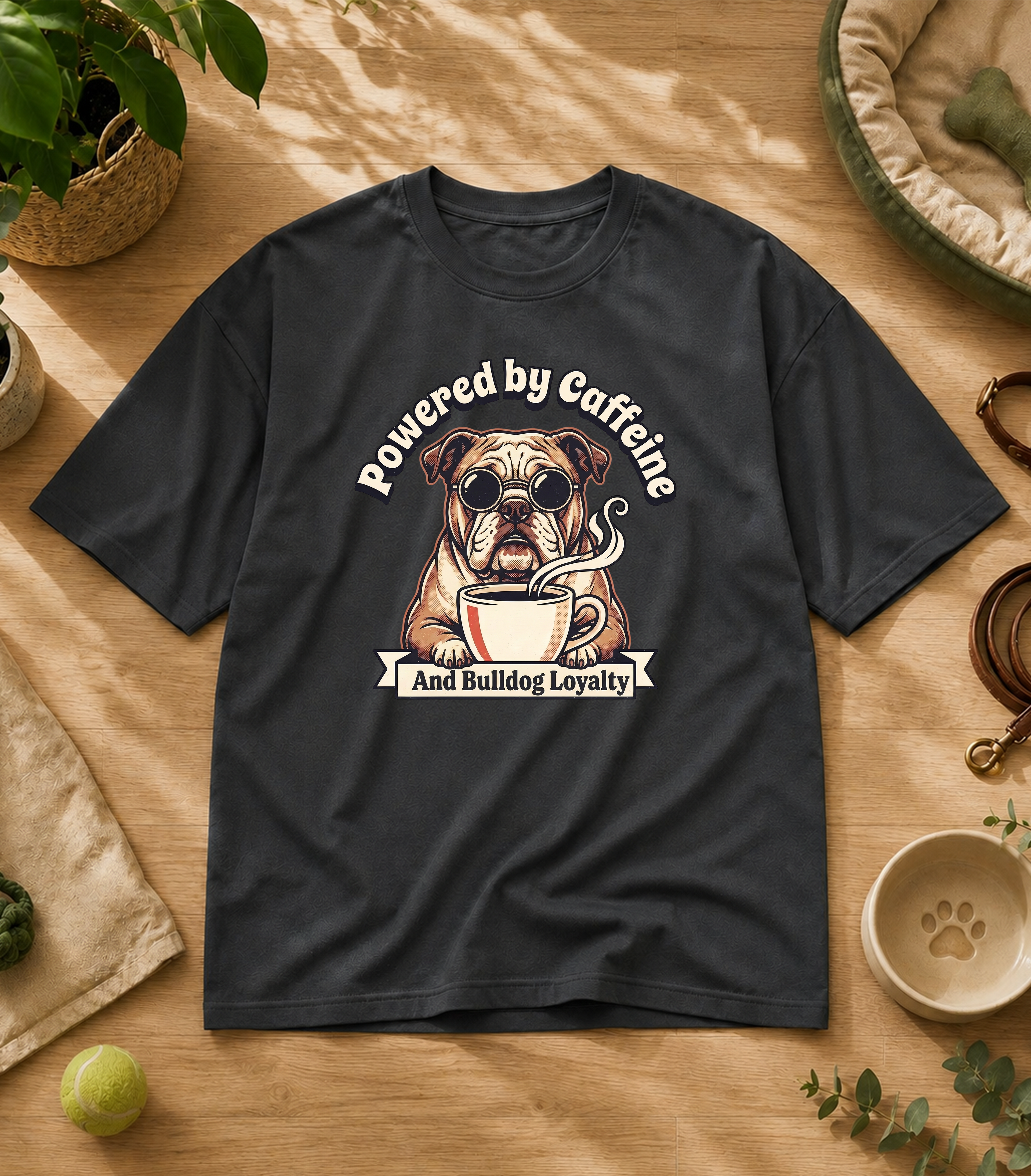Bulldog Powered By Caffeine T-Shirt
