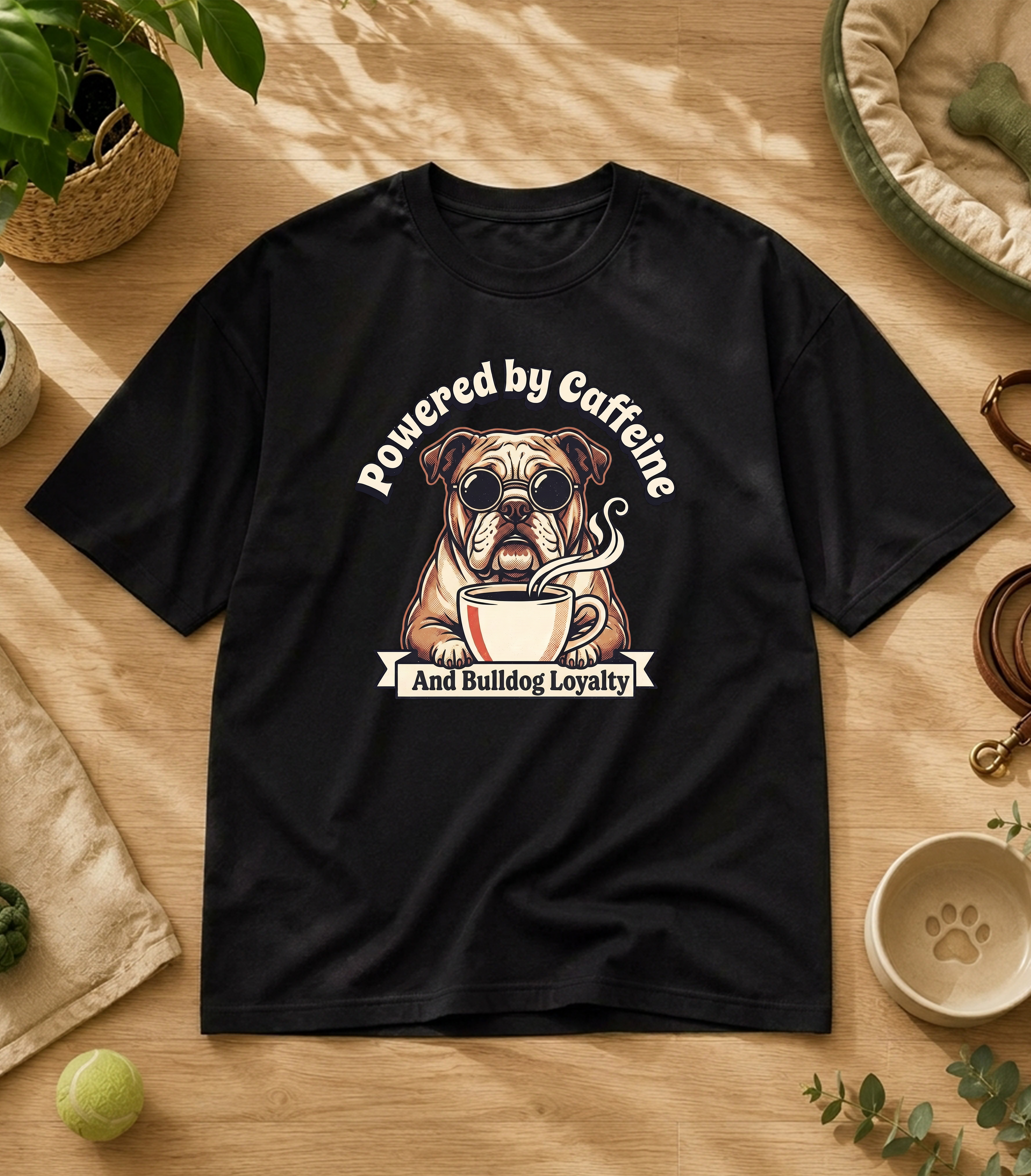 Bulldog Powered By Caffeine T-Shirt