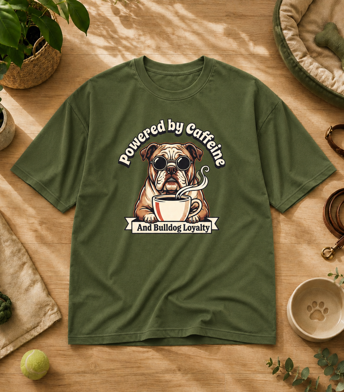 Bulldog Powered By Caffeine T-Shirt