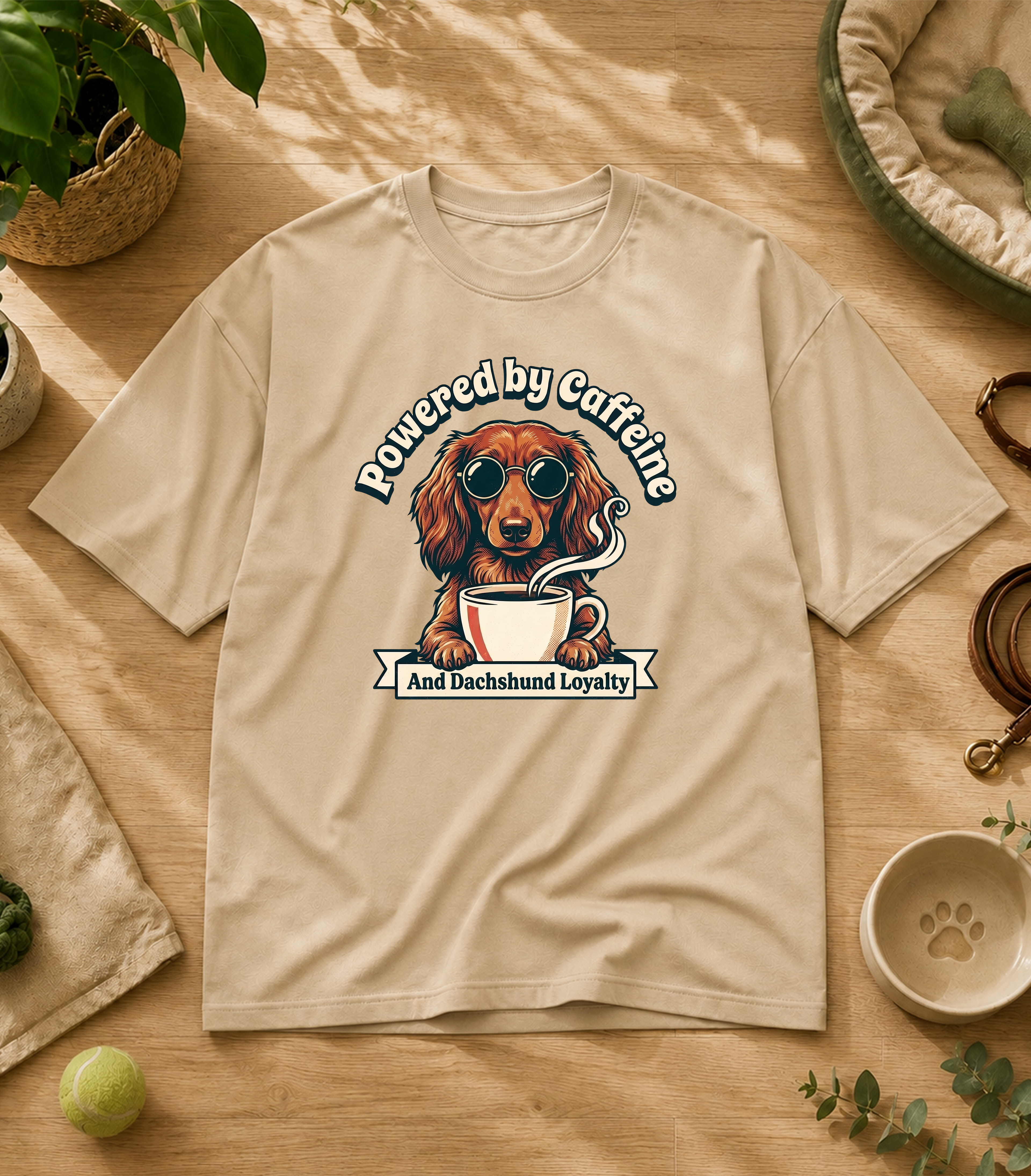 Dachshund Powered By Caffeine T-Shirt