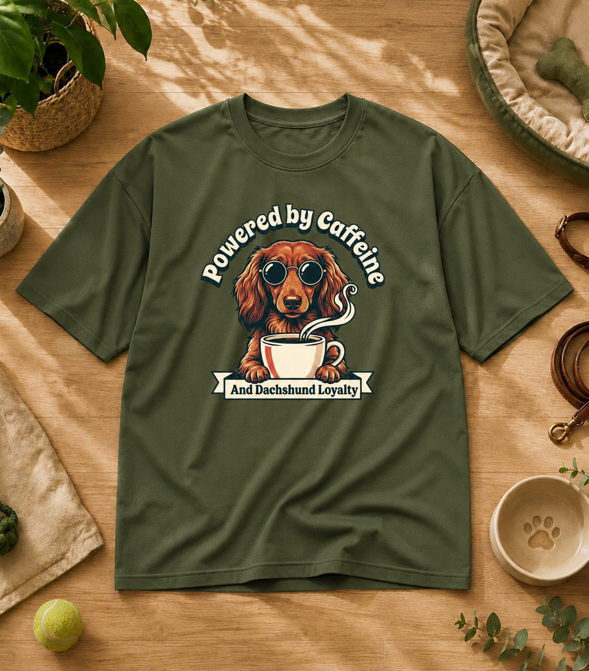 Dachshund Powered By Caffeine T-Shirt