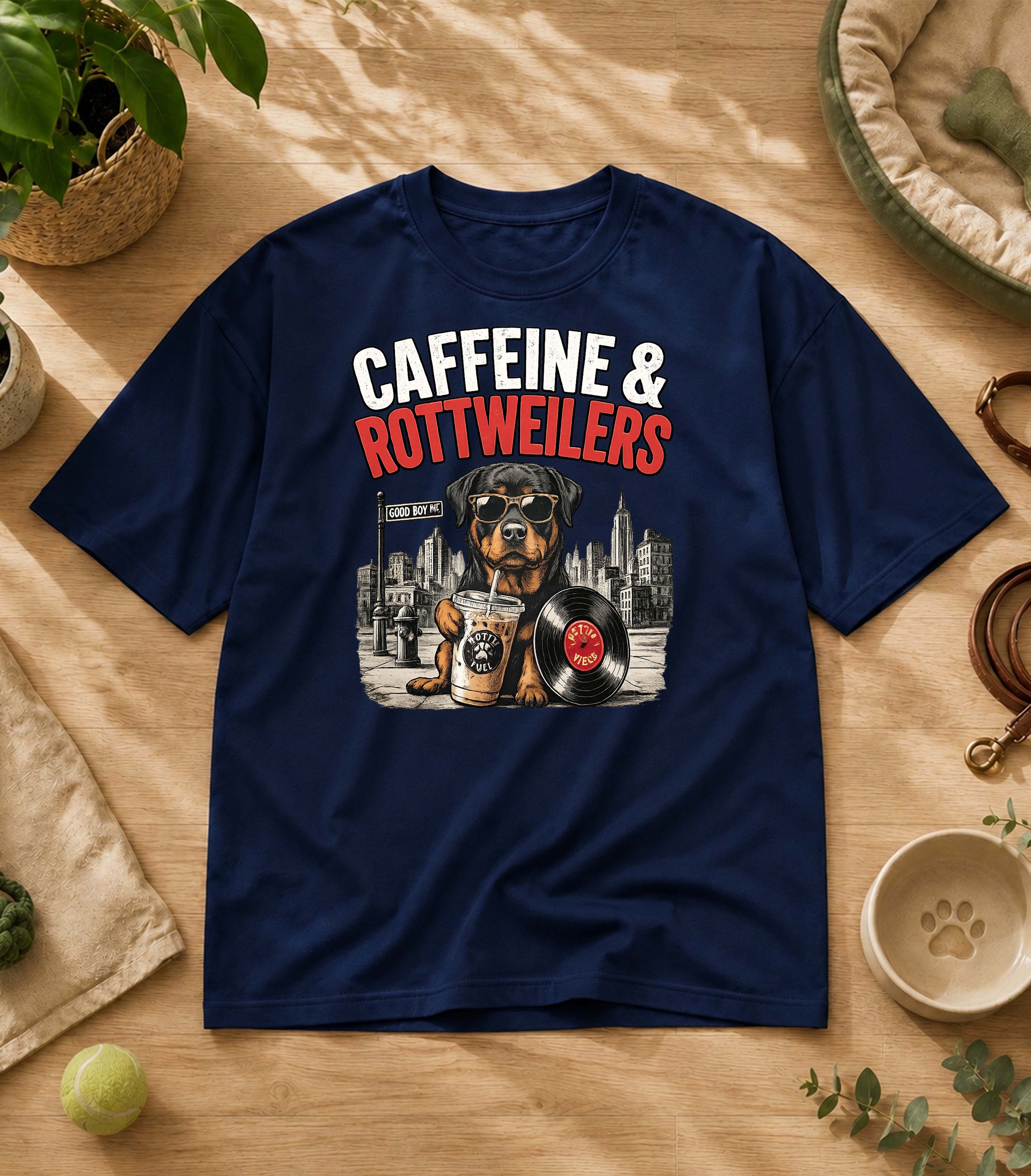 Funny Rottweiler  Iced Coffee T-Shirt
