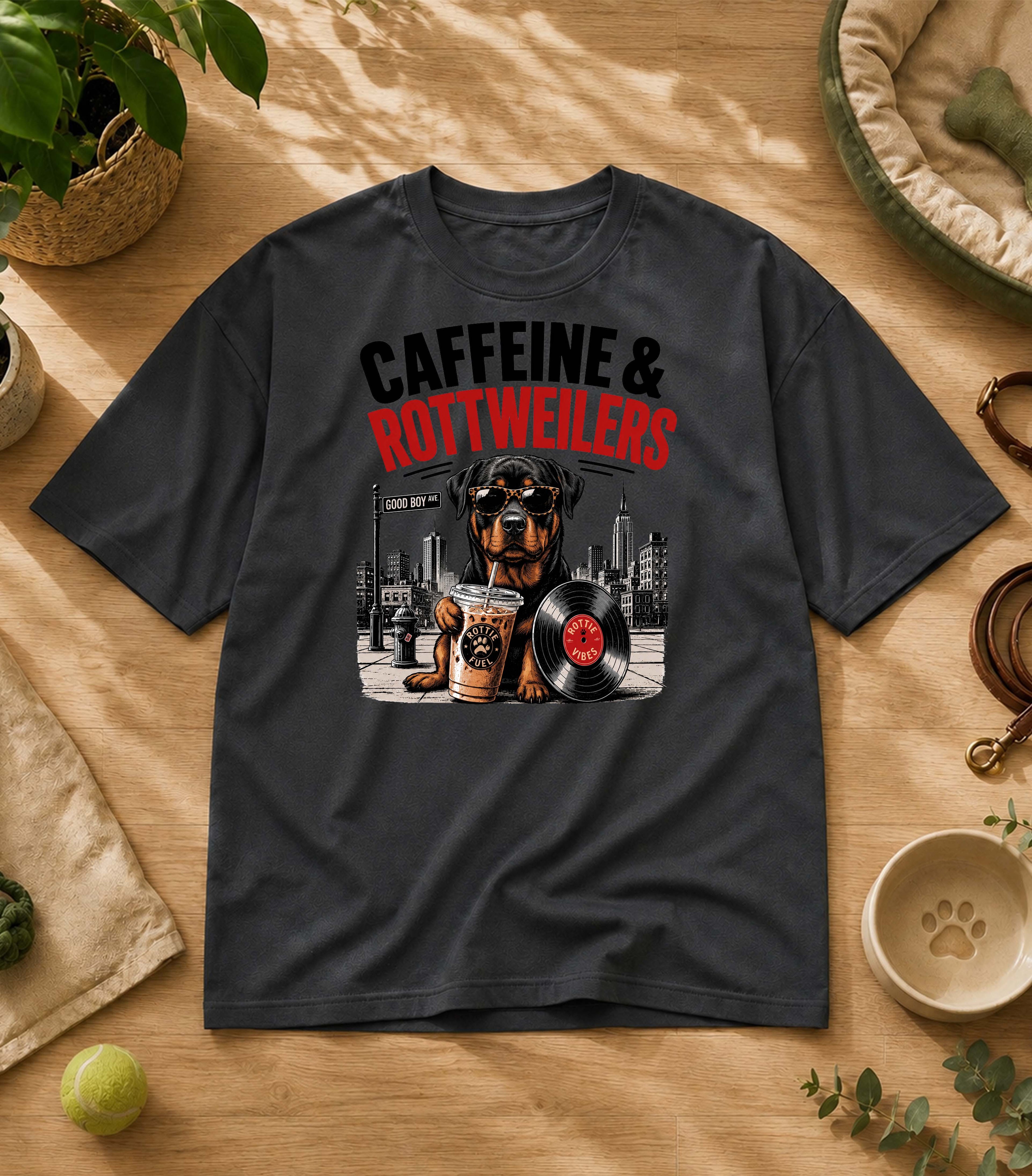Funny Rottweiler  Iced Coffee T-Shirt