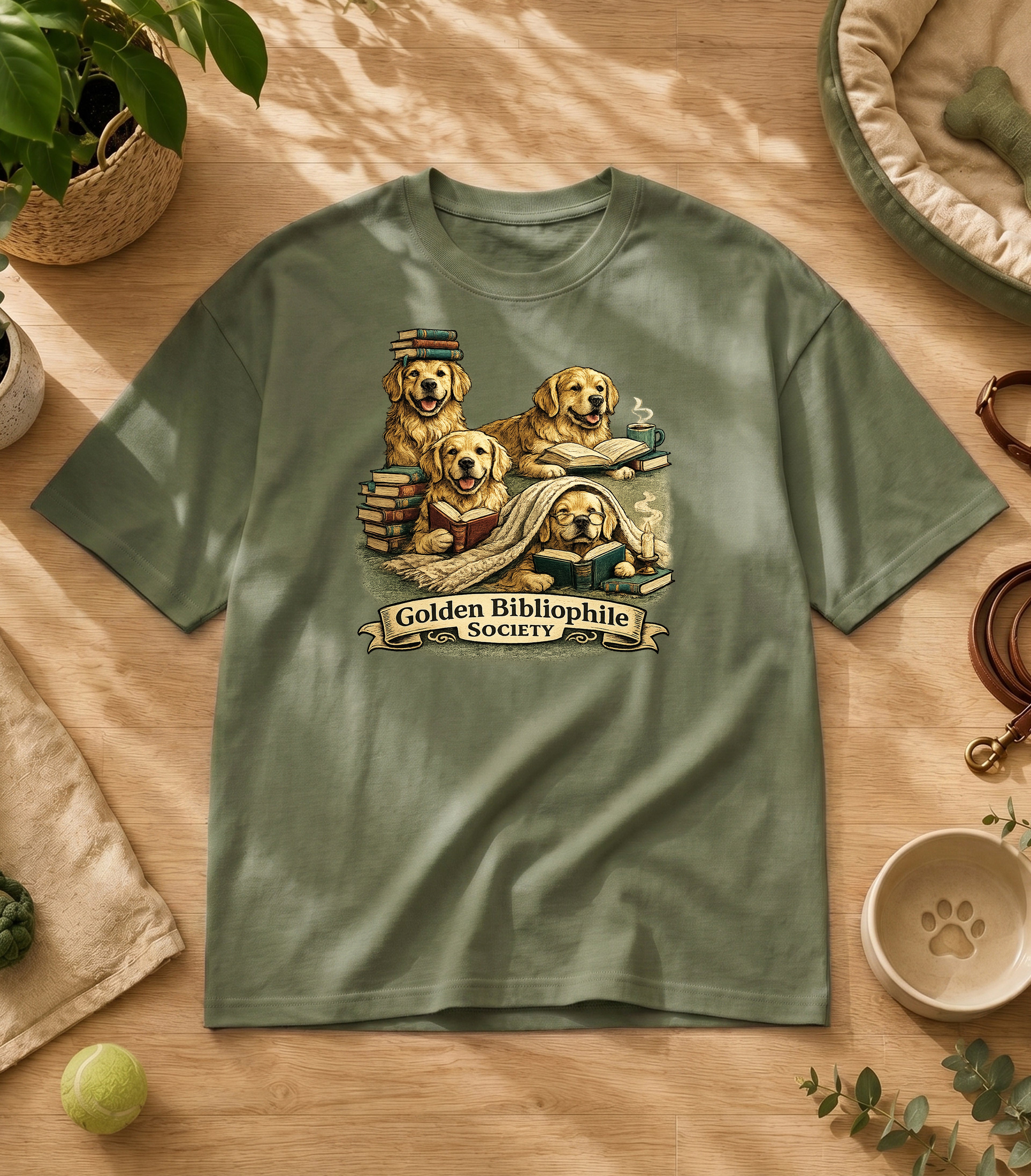 Golden retriever Reading Society  T-Shirt