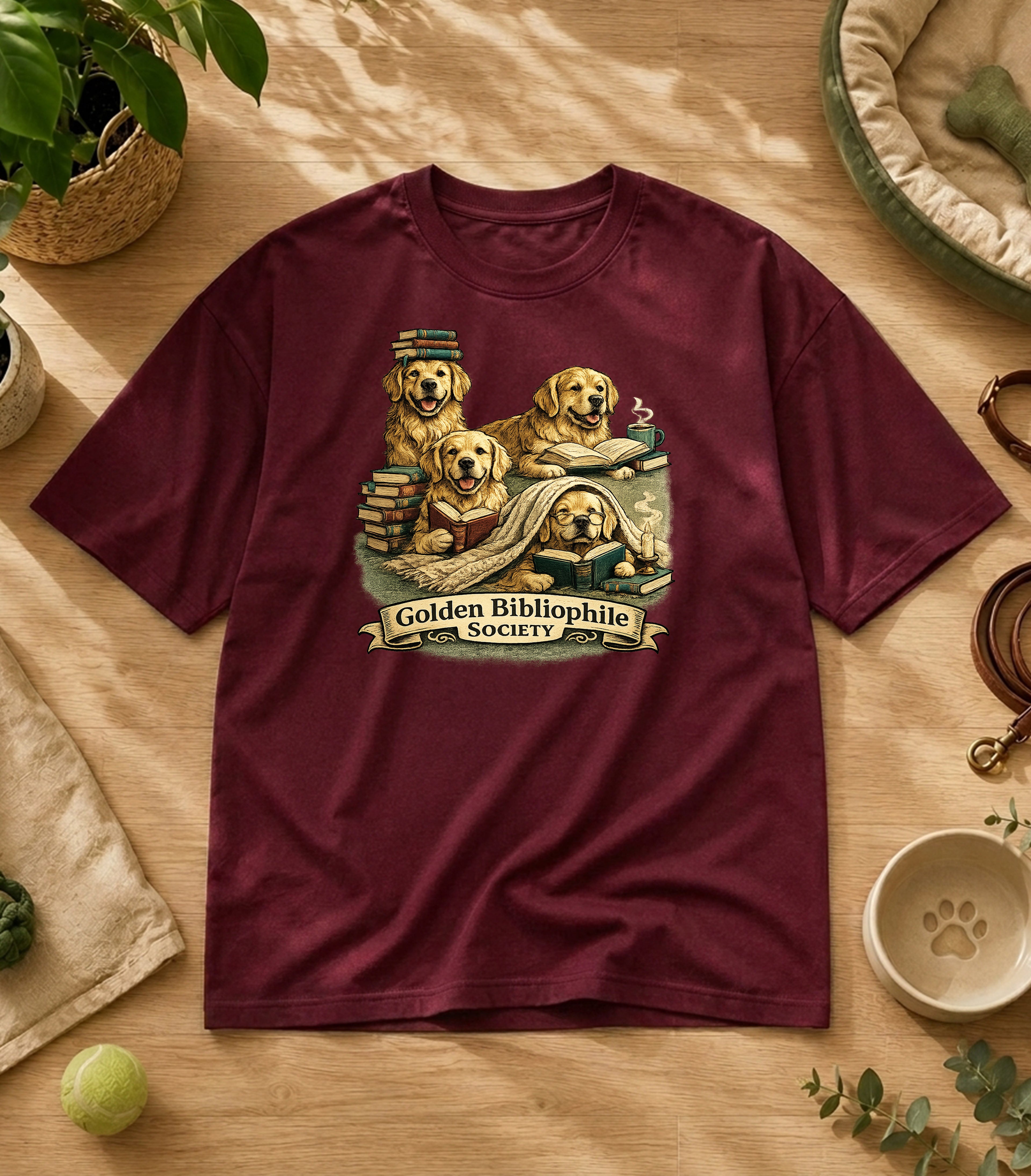 Golden retriever Reading Society  T-Shirt