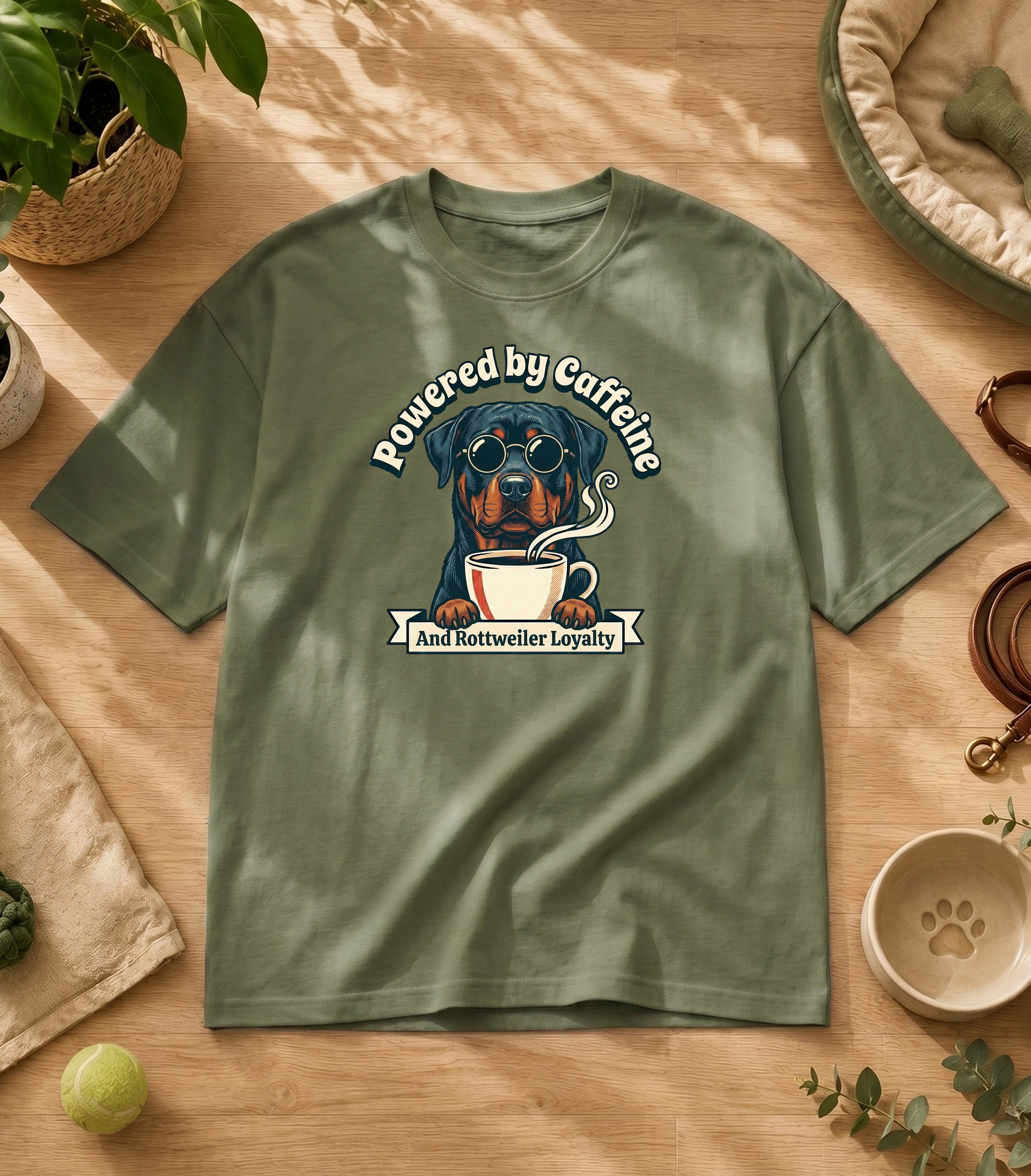 Rottweiler Powered By Caffeine T-Shirt