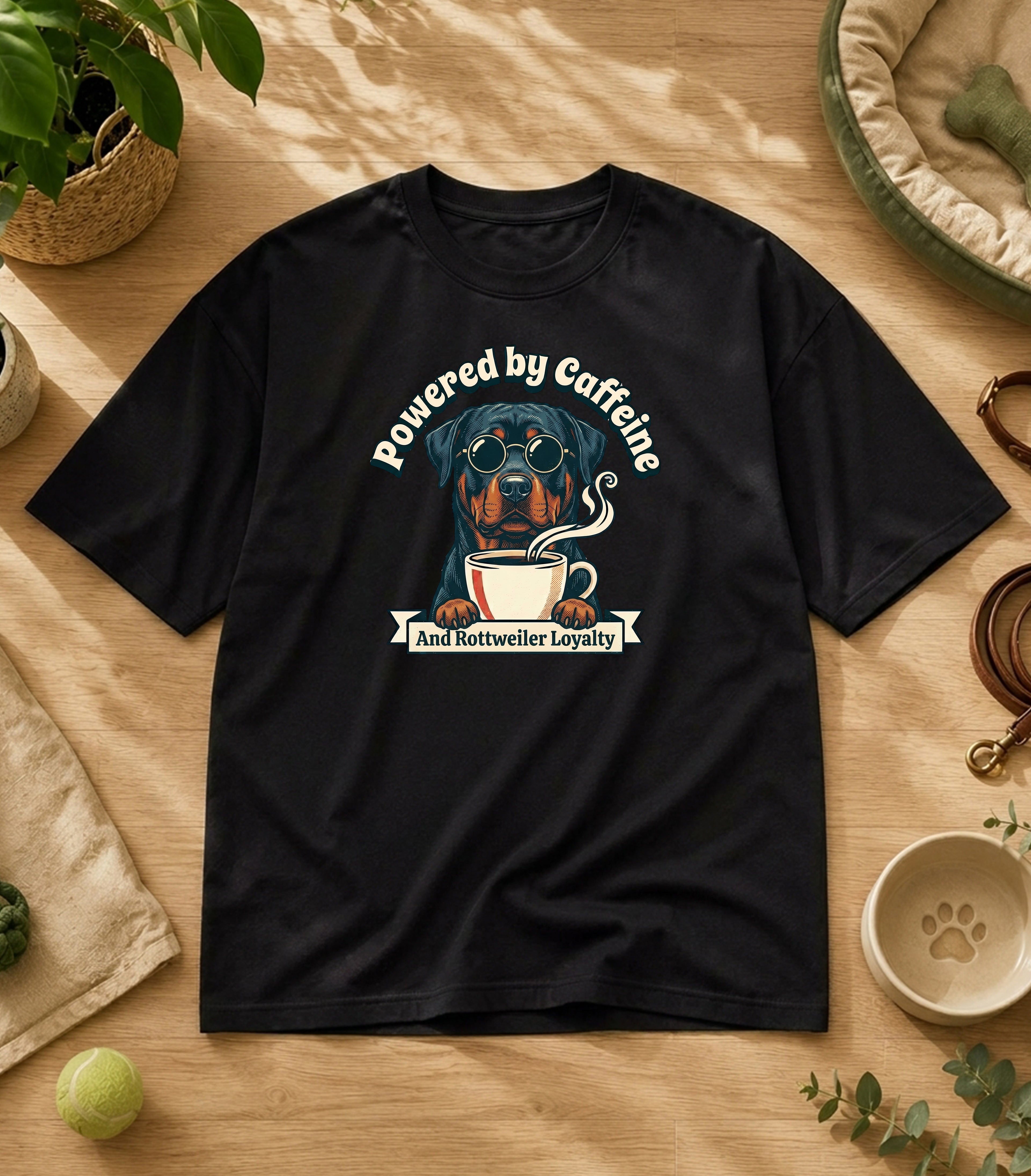 Rottweiler Powered By Caffeine T-Shirt