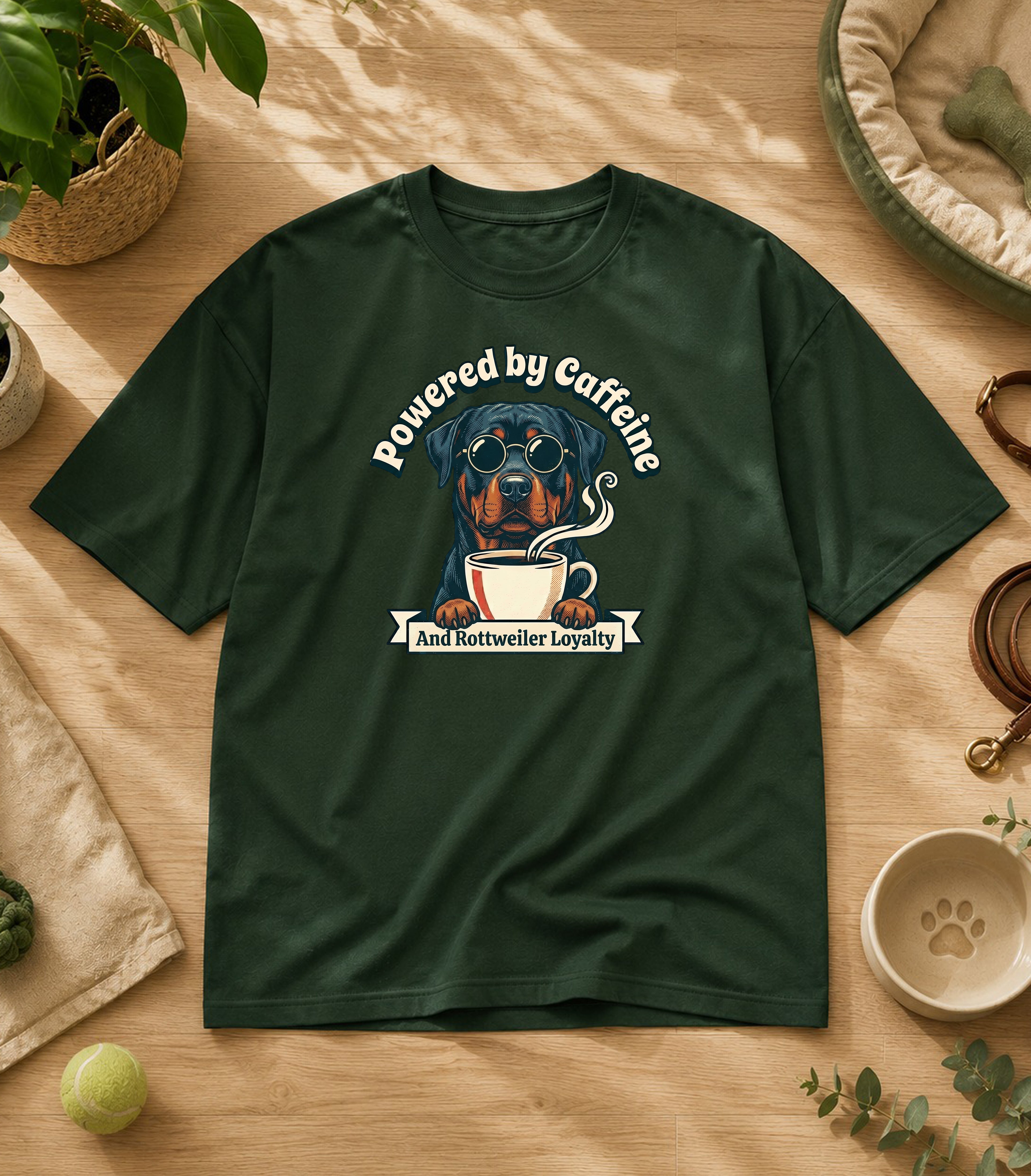 Rottweiler Powered By Caffeine T-Shirt