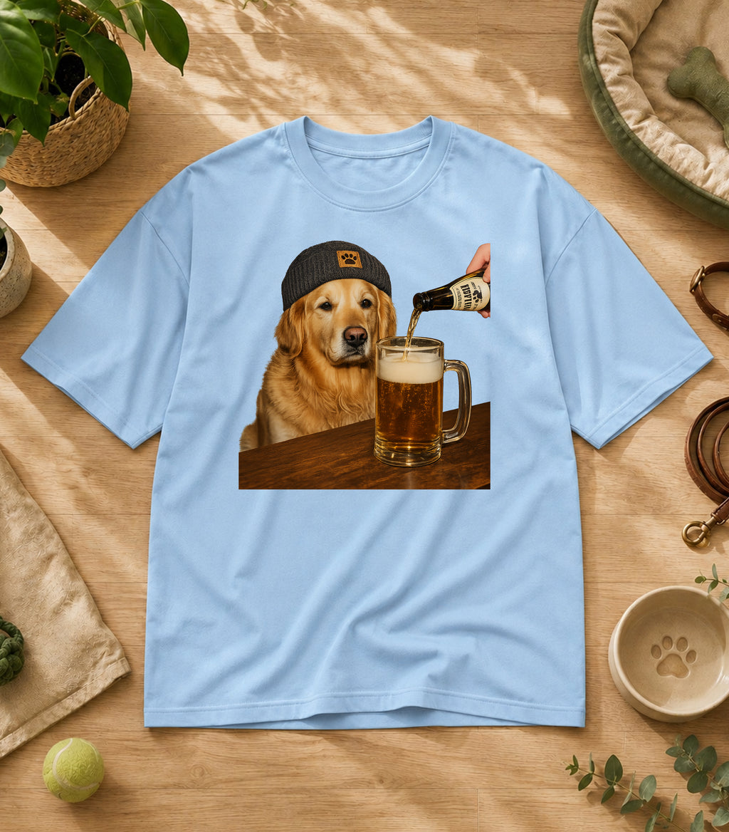 Funny Golden Retriever Drinking Beer T-Shirt
