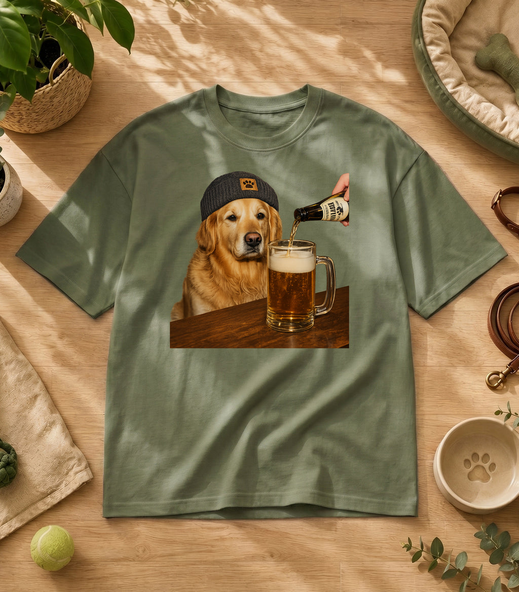 Funny Golden Retriever Drinking Beer T-Shirt