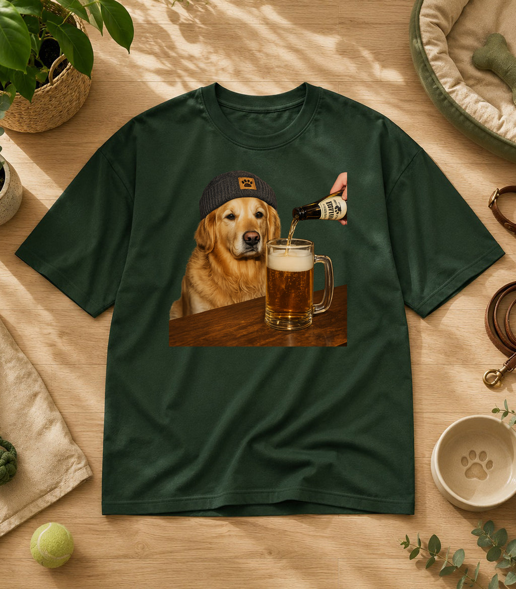 Funny Golden Retriever Drinking Beer T-Shirt