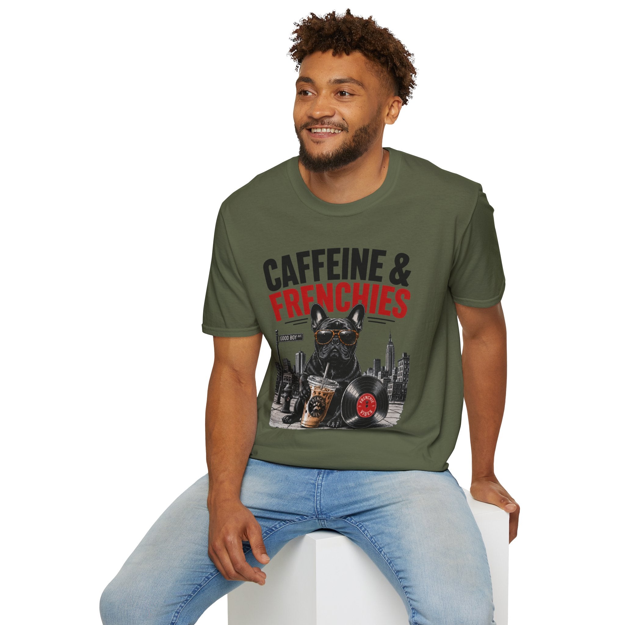Unisex Softstyle French Bulldog Caffeine Fuel T-Shirt
