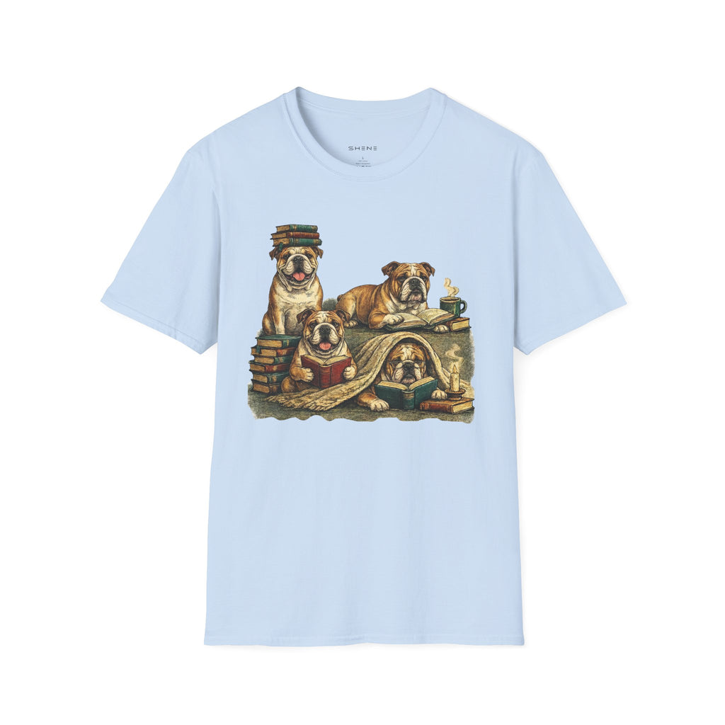 Copy of Copy of Copy of Unisex Softstyle Frenchi Library Four Dog T-Shirt