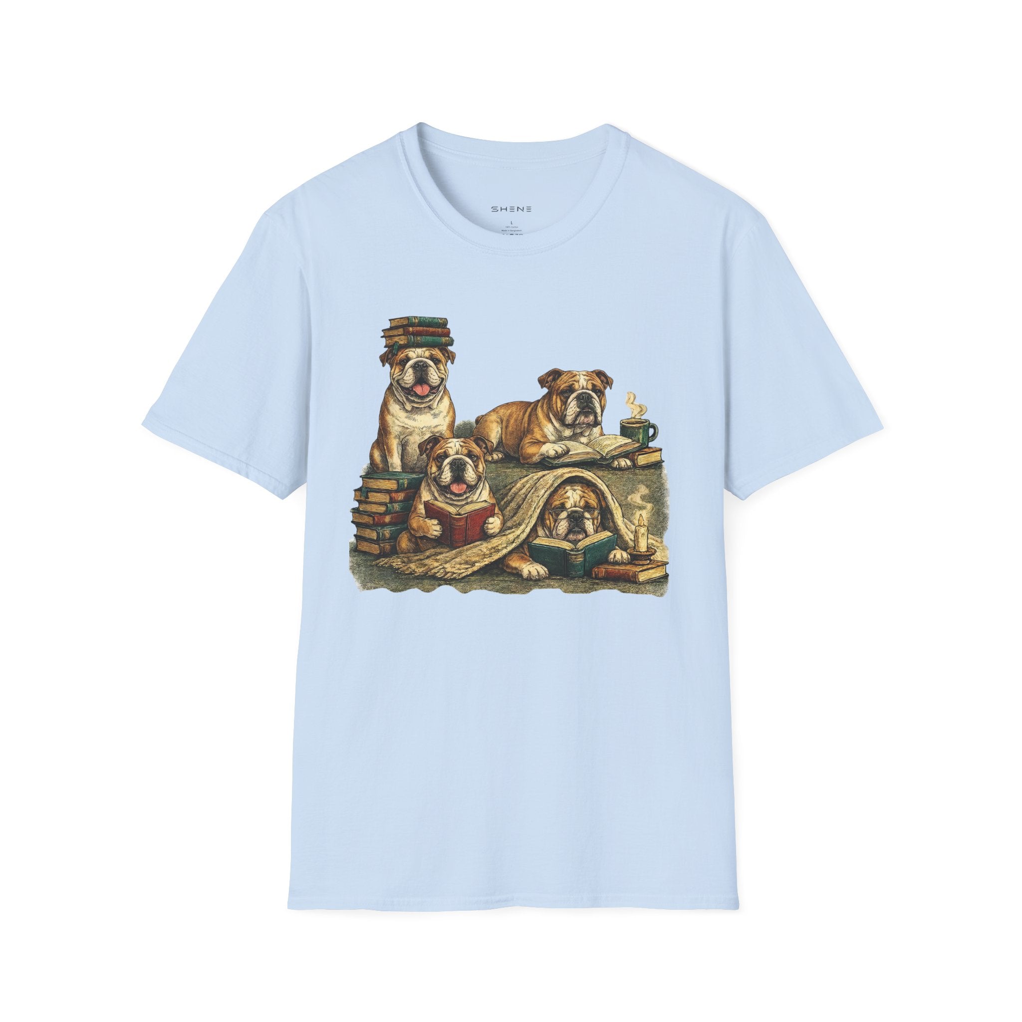 Copy of Copy of Copy of Unisex Softstyle Frenchi Library Four Dog T-Shirt