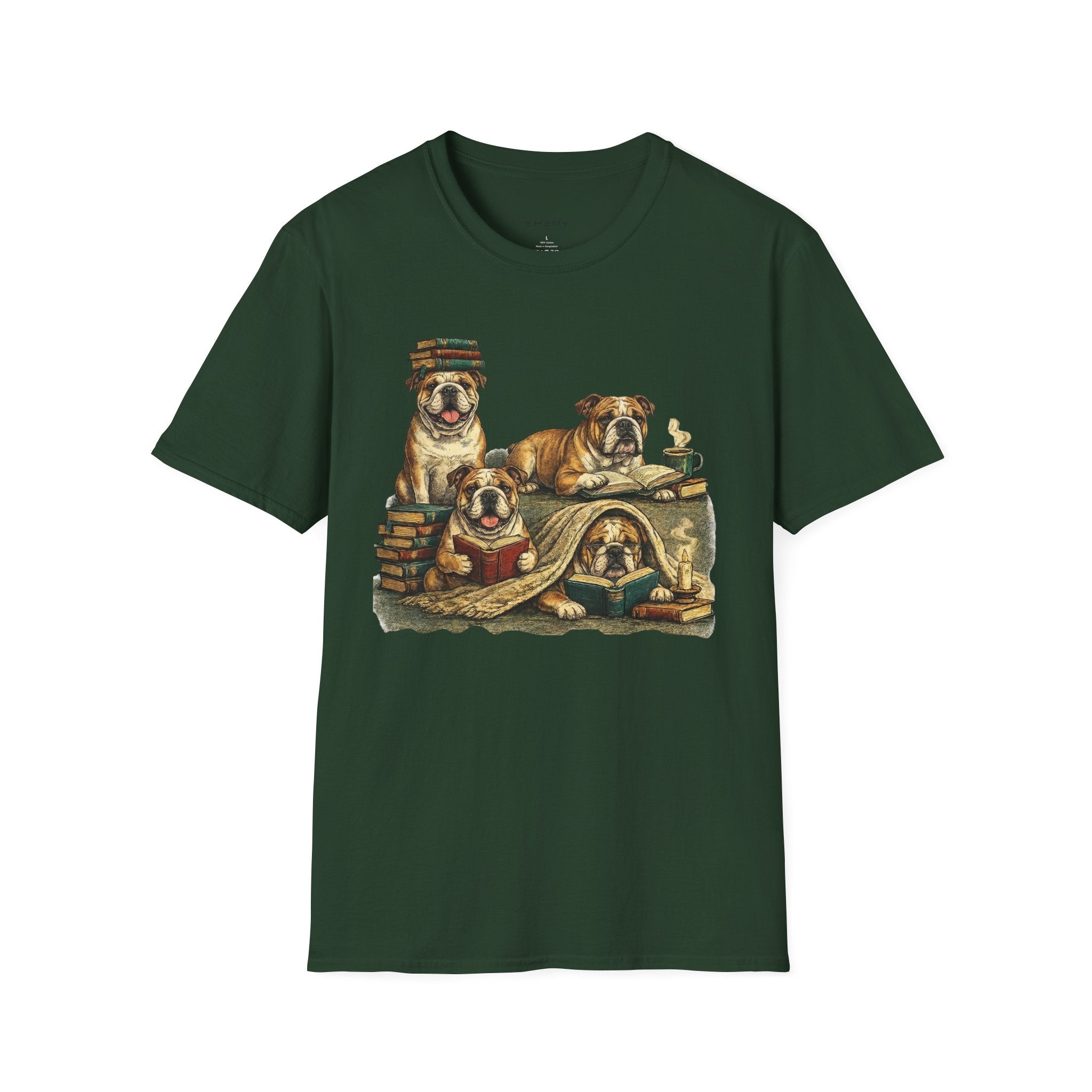 Copy of Copy of Copy of Unisex Softstyle Frenchi Library Four Dog T-Shirt